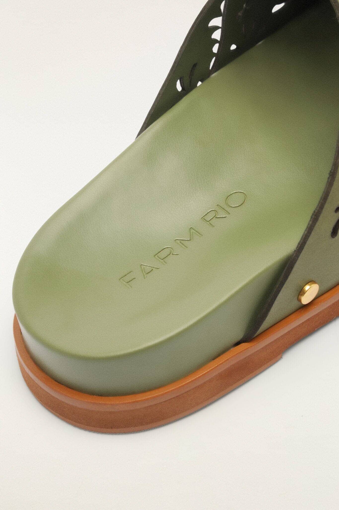 Green Lace Leather Anatomic Slide Mule