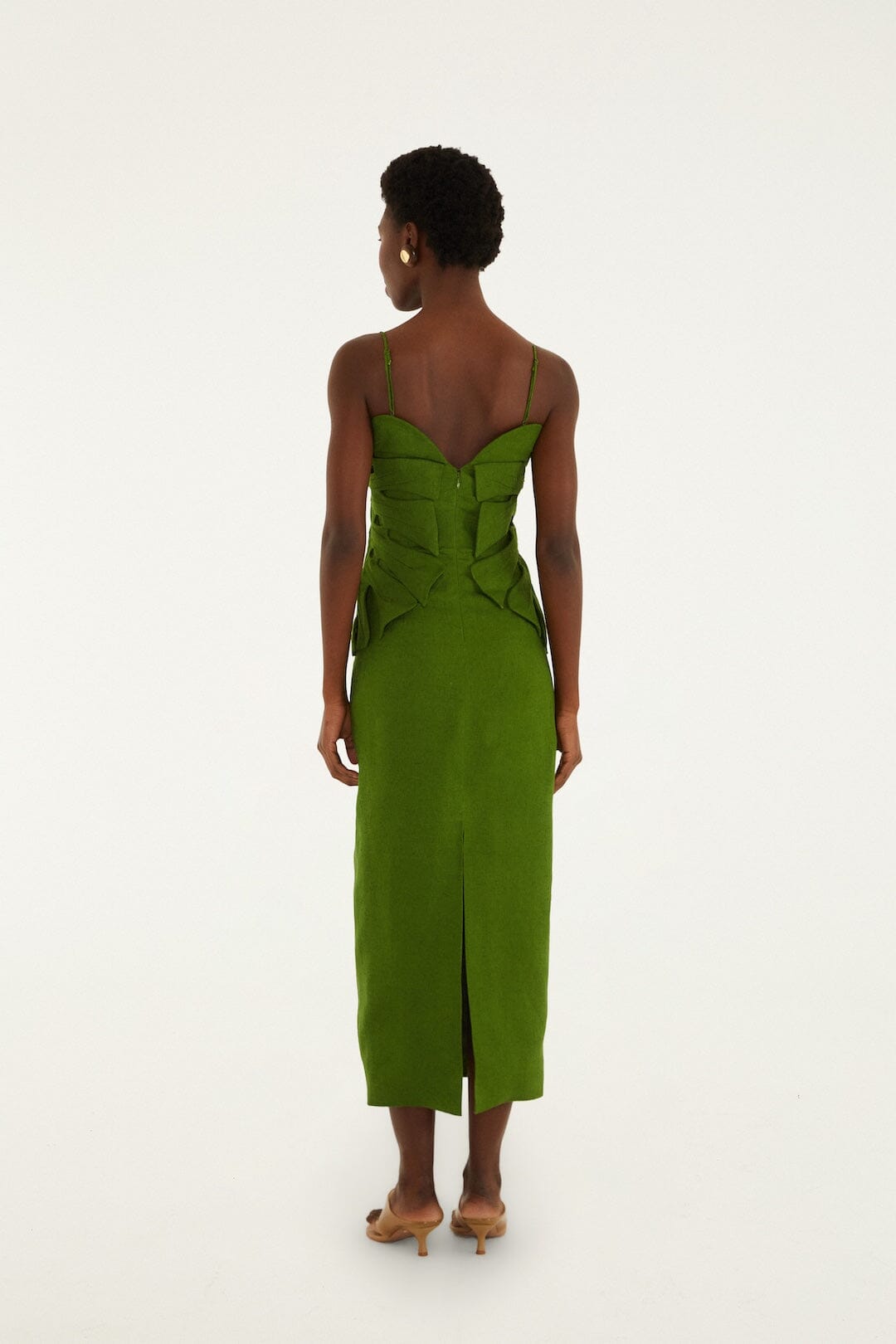 Green Monstera Leaf Sleeveless Maxi Dress