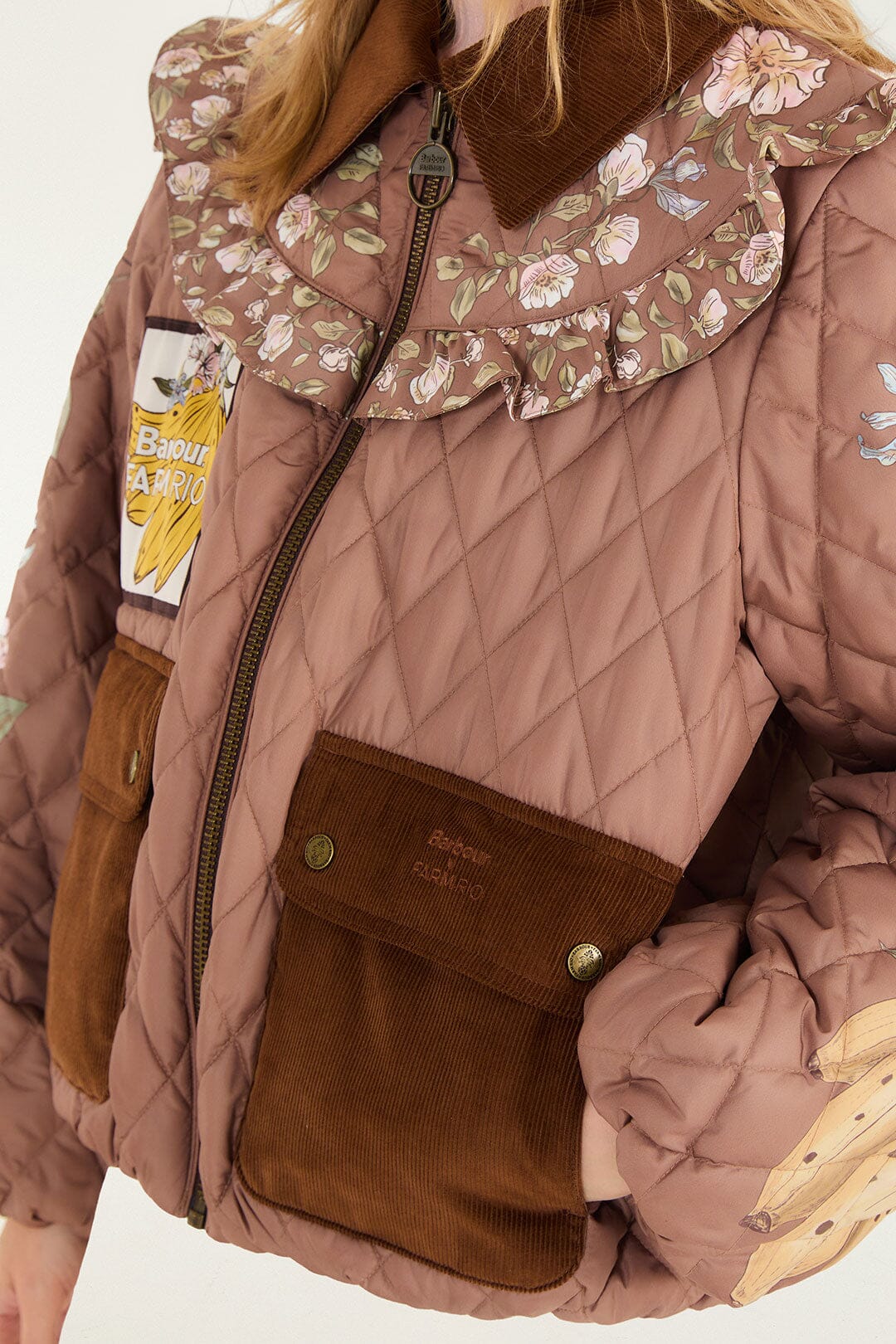 FARM Rio model wearing the Heart Of The Tropics Puff Sleeve Quilted Jacket