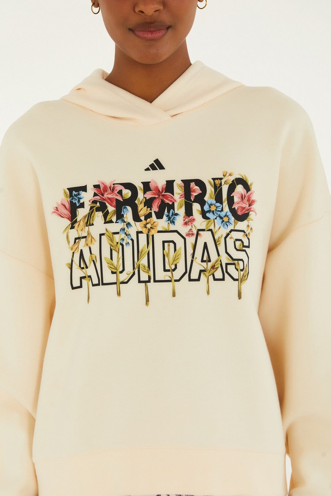 Felpa con cappuccio Adidas Striped Liberty Off-White