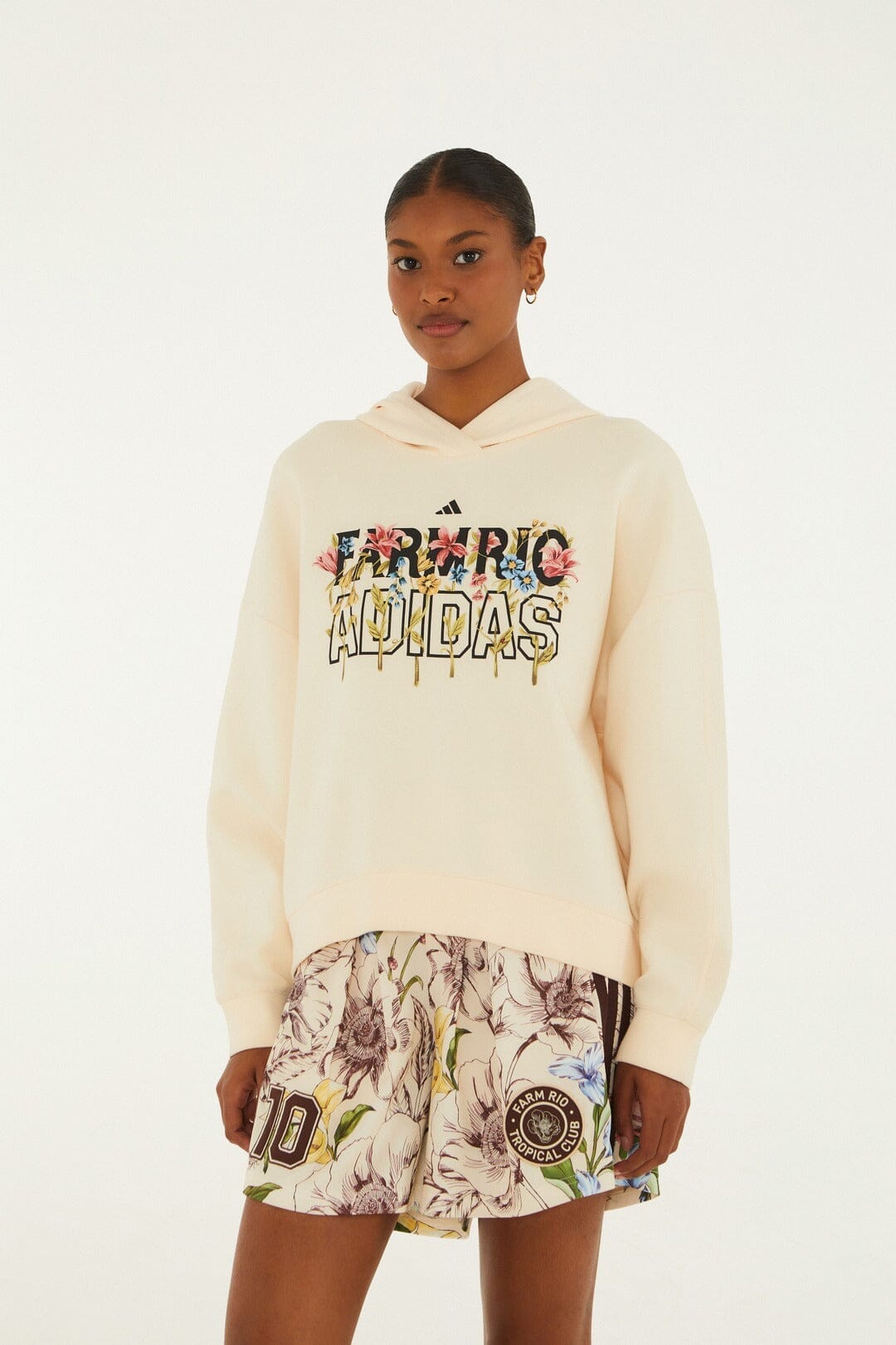 Felpa con cappuccio Adidas Striped Liberty Off-White