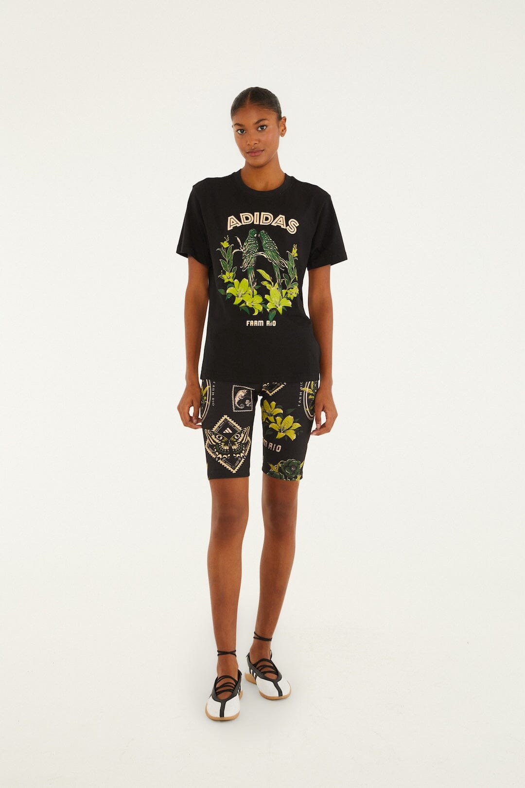 FARM Rio model wearing the Label Garden Black Adidas Bike Short