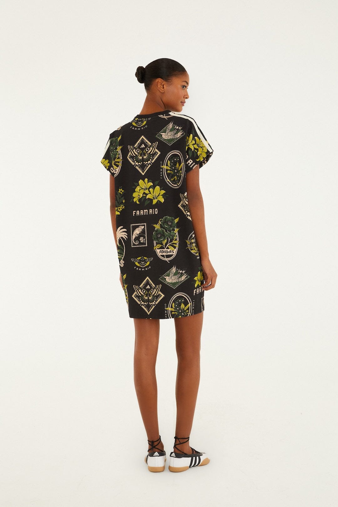 FARM Rio model wearing the Label Garden Black Adidas T Dress