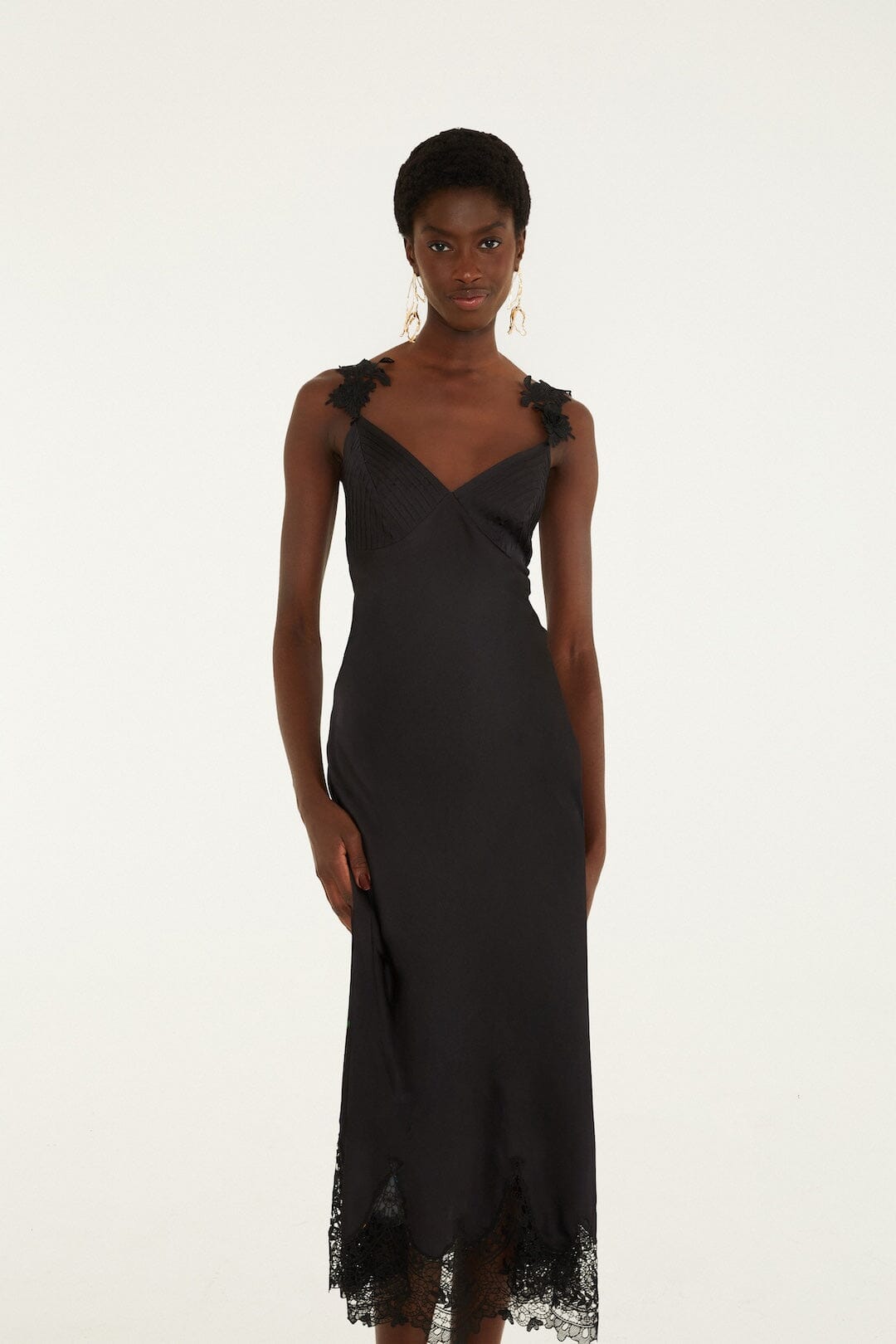 FARM Rio model wearing the Lace Slip Maxi Dress