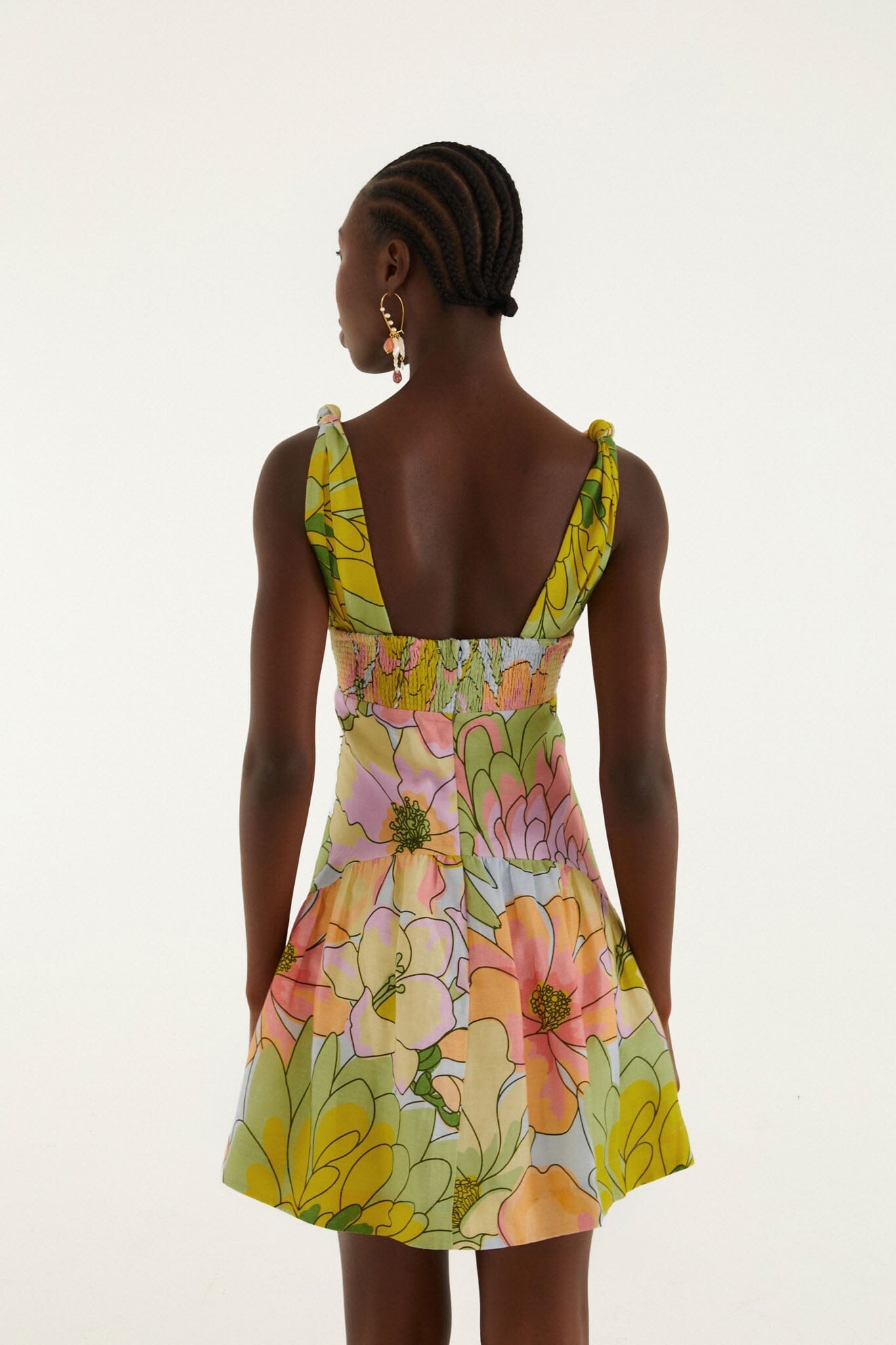 Light Blue Spring Affair Cut-Out Euroflax Premium Linen Mini Dress