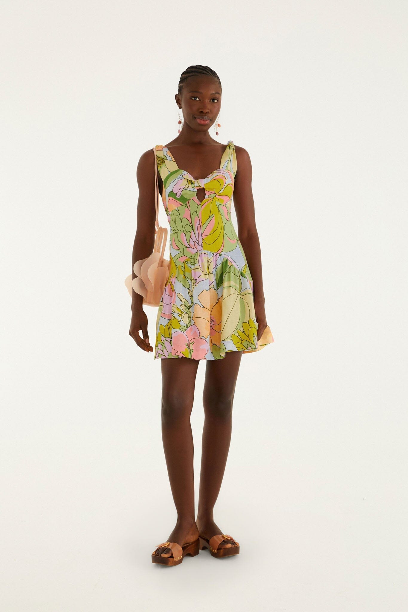 Light Blue Spring Affair Cut-Out Euroflax Premium Linen Mini Dress