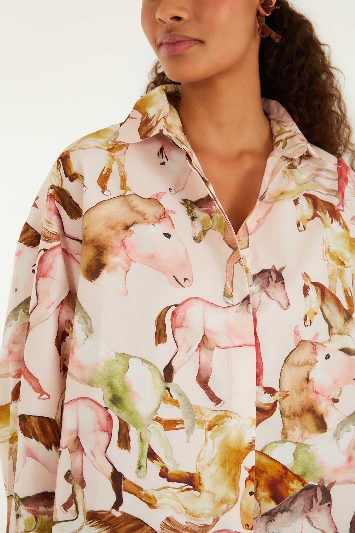 Camisa abotonada rosa claro de equitación