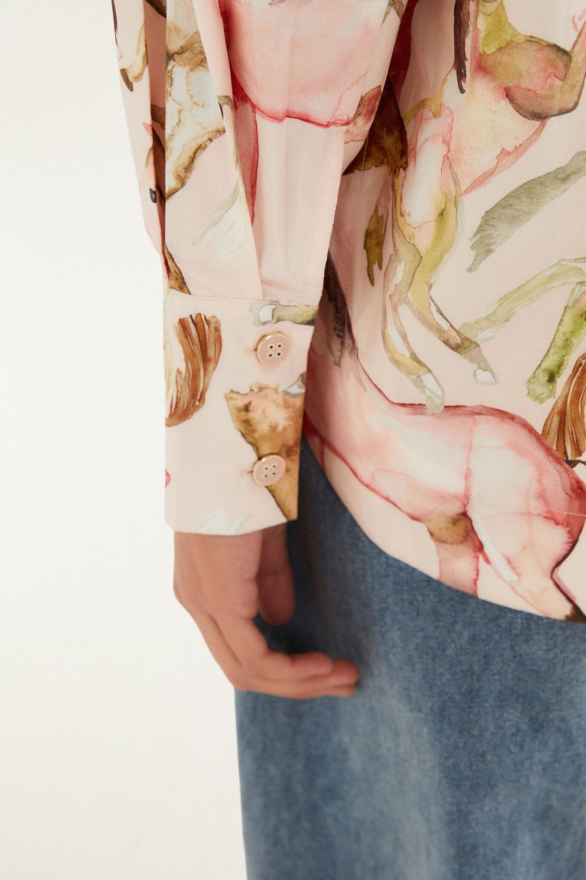 Camisa abotonada rosa claro de equitación