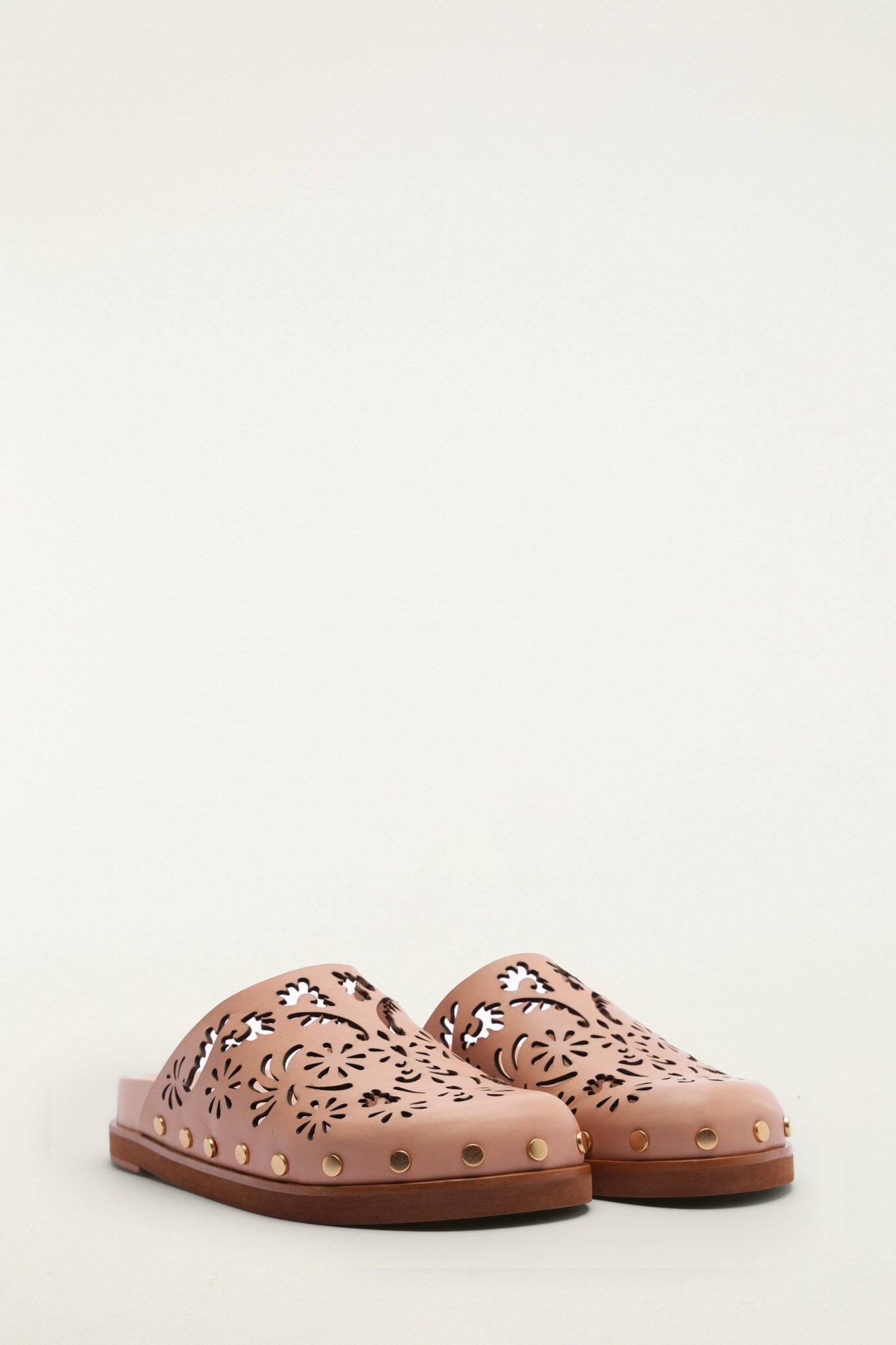 Light Pink Lace Leather Anatomic Slide Mule