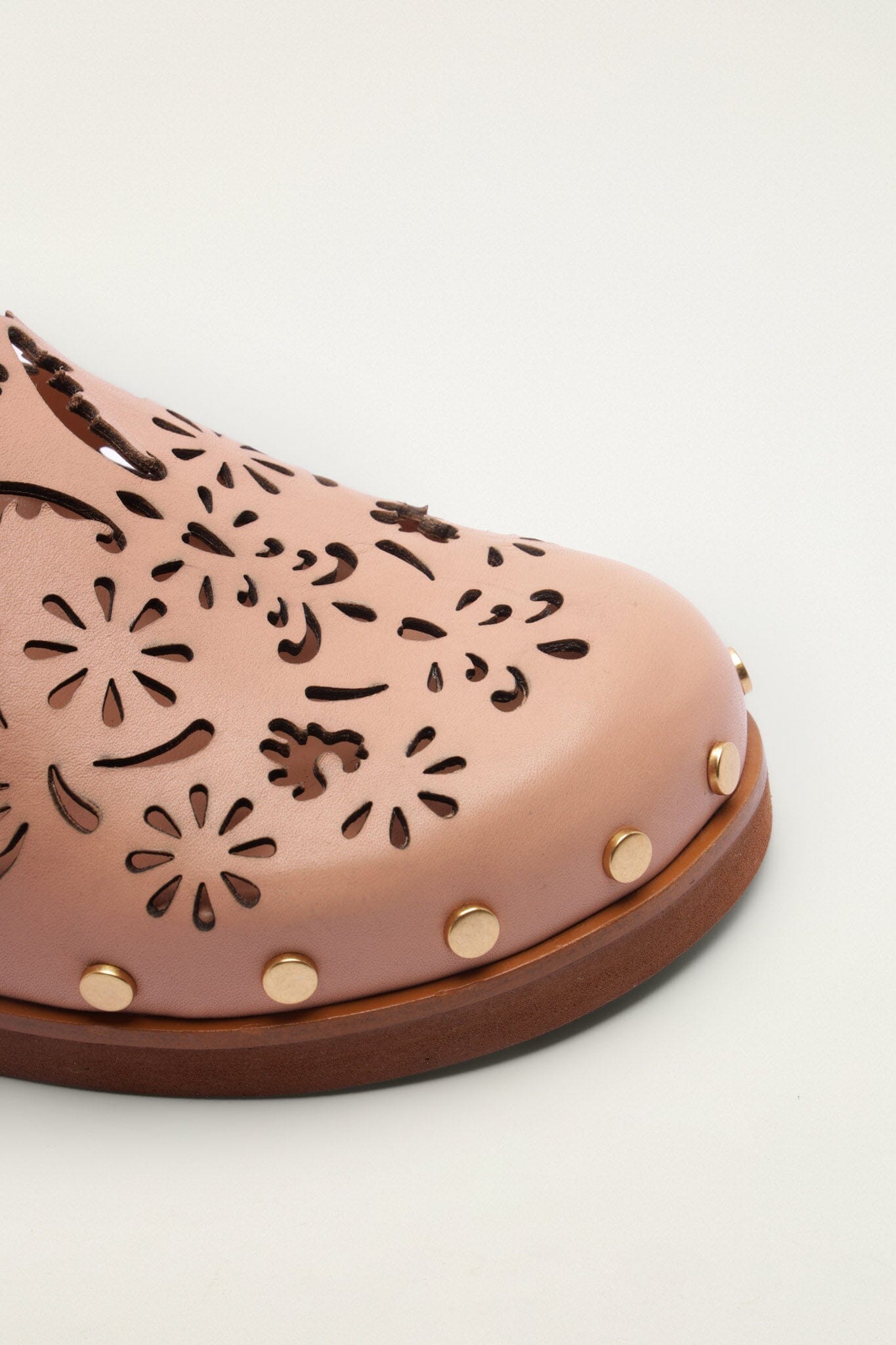 Light Pink Lace Leather Anatomic Slide Mule
