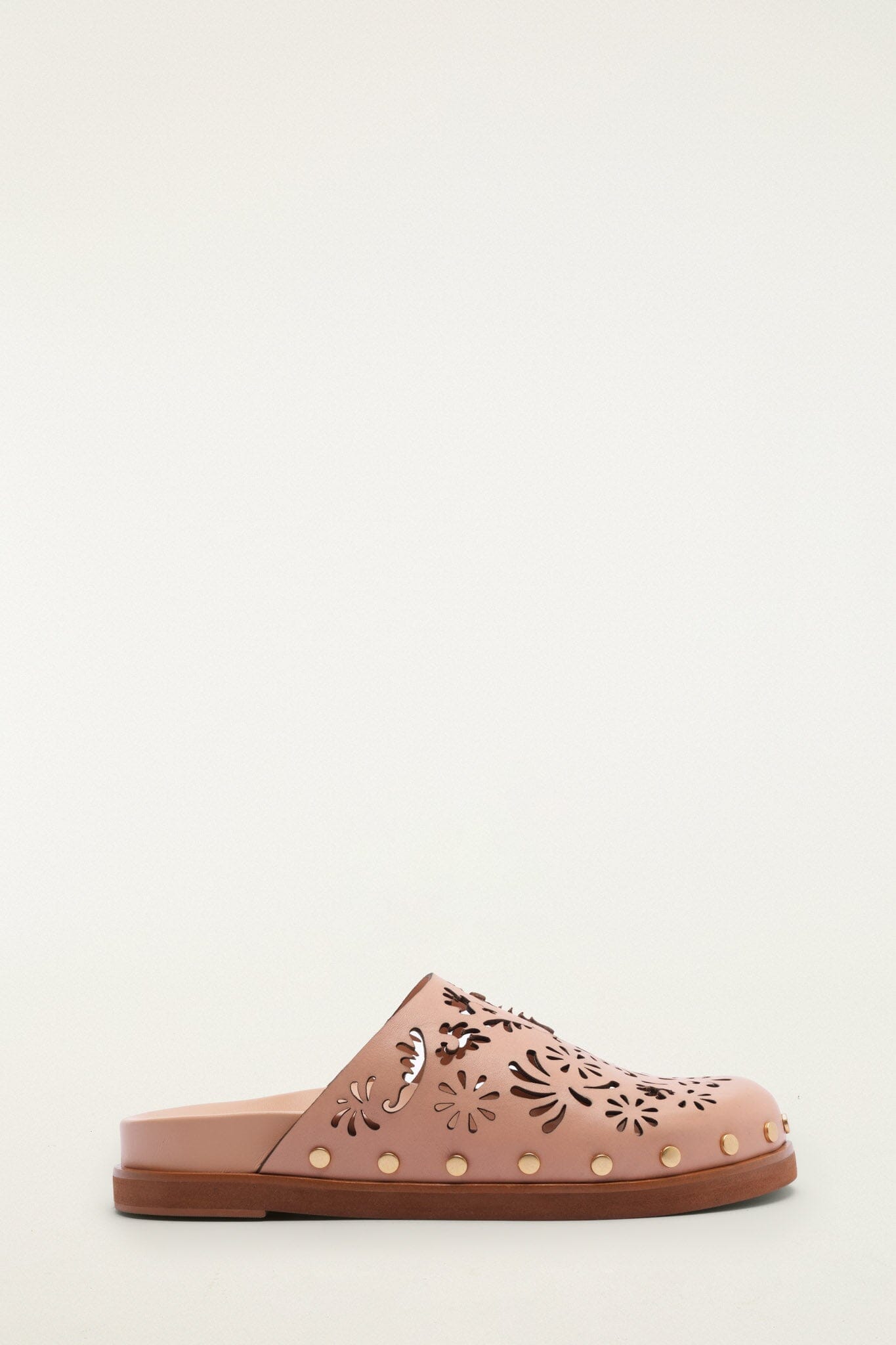 Light Pink Lace Leather Anatomic Slide Mule