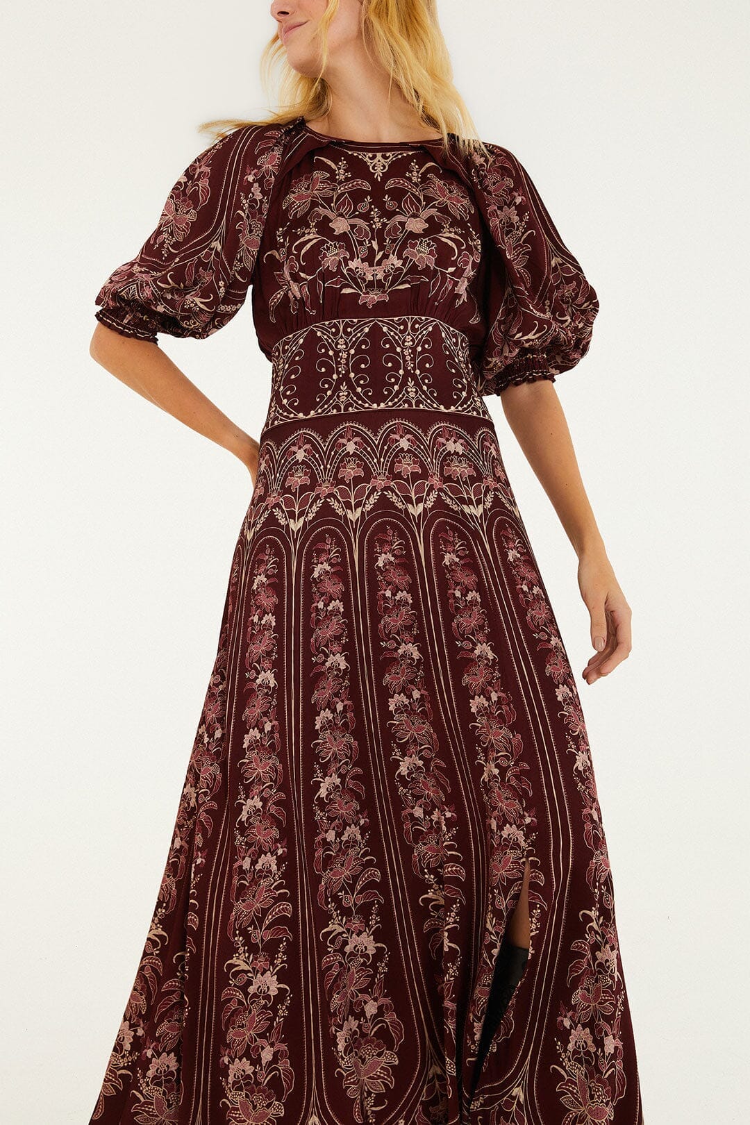 Vestido maxi de mangas abullonadas Liz