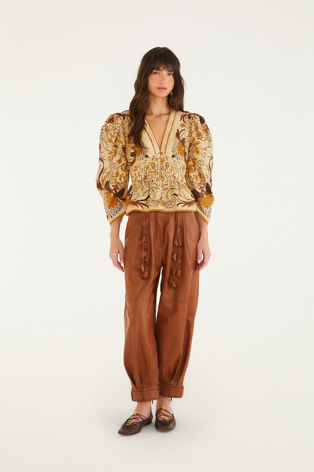 FARM Rio model wearing the Luize Blouse