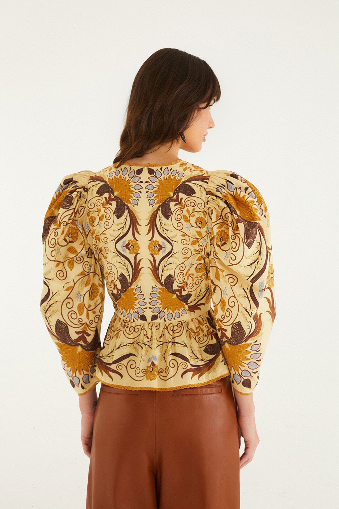 FARM Rio model wearing the Luize Blouse