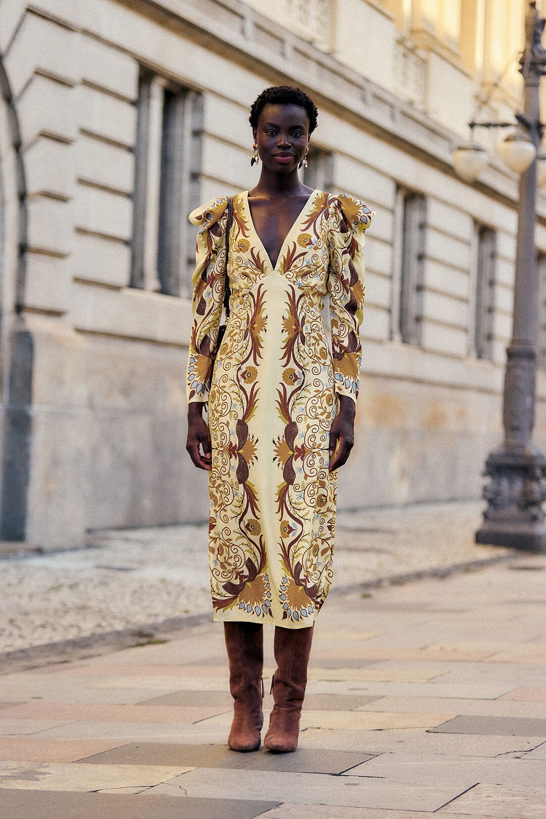 FARM Rio model wearing the Luize Midi Dress