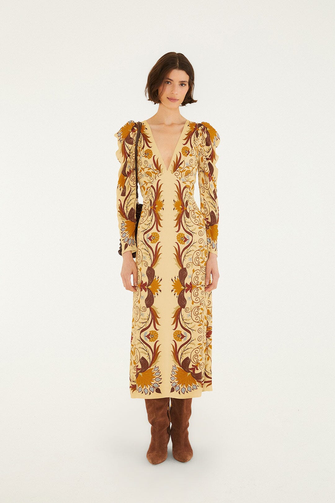 FARM Rio model wearing the Luize Midi Dress
