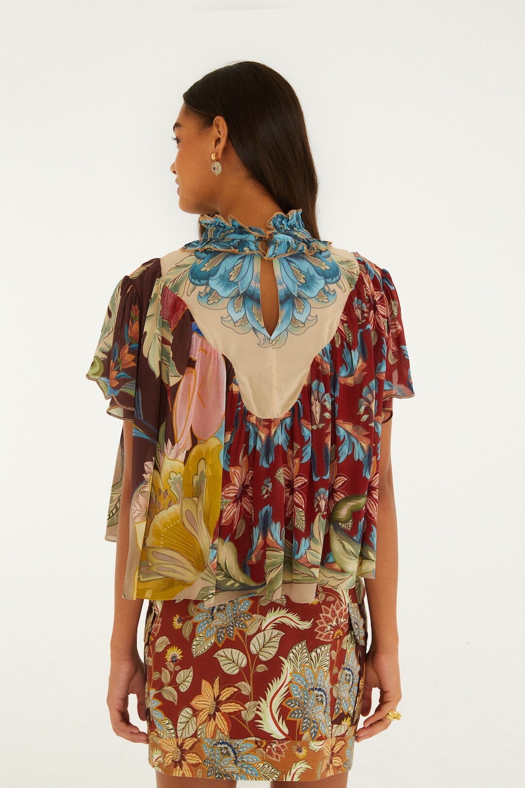 Lunar Boho-Bluse mit kurzen Ärmeln