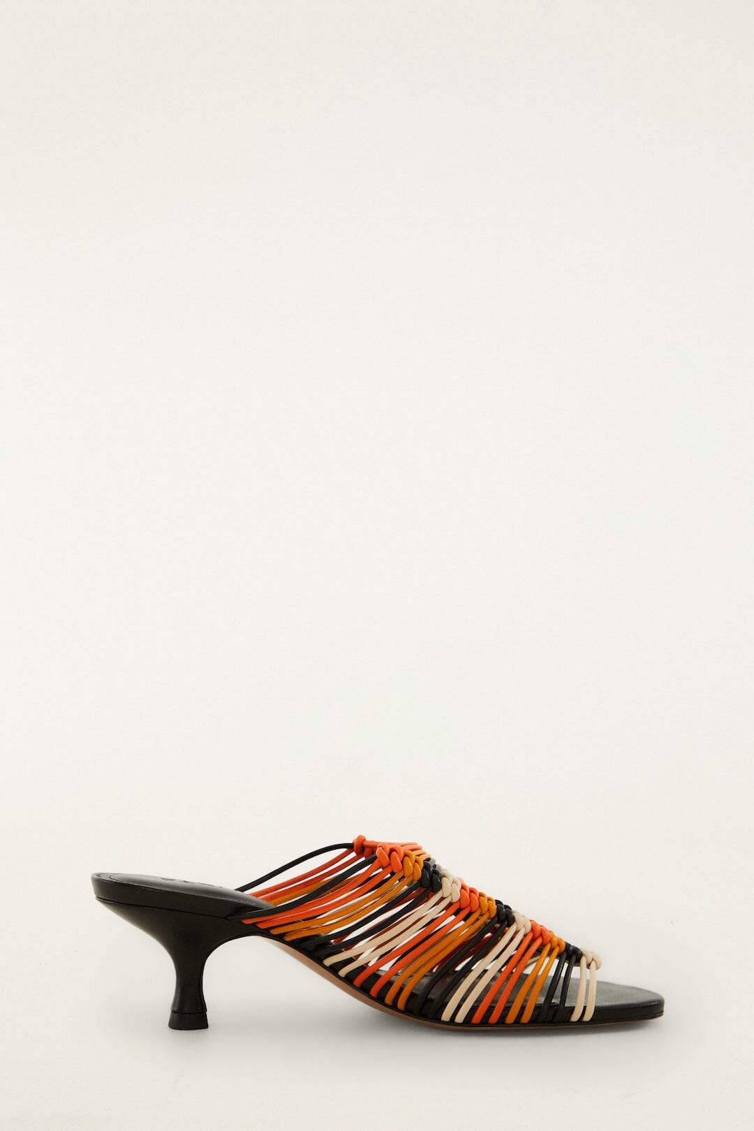 FARM Rio model wearing the Macrame Kitten Heel