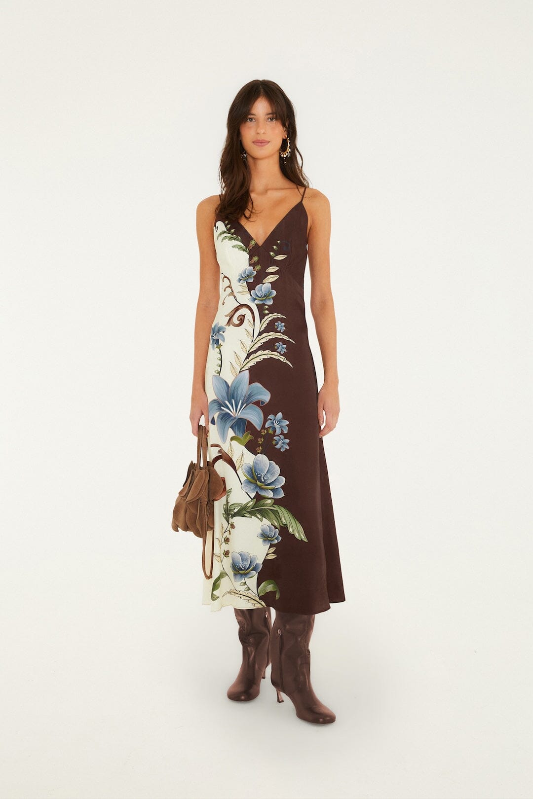 FARM Rio model wearing the Millena Sleeveless Midi Dress