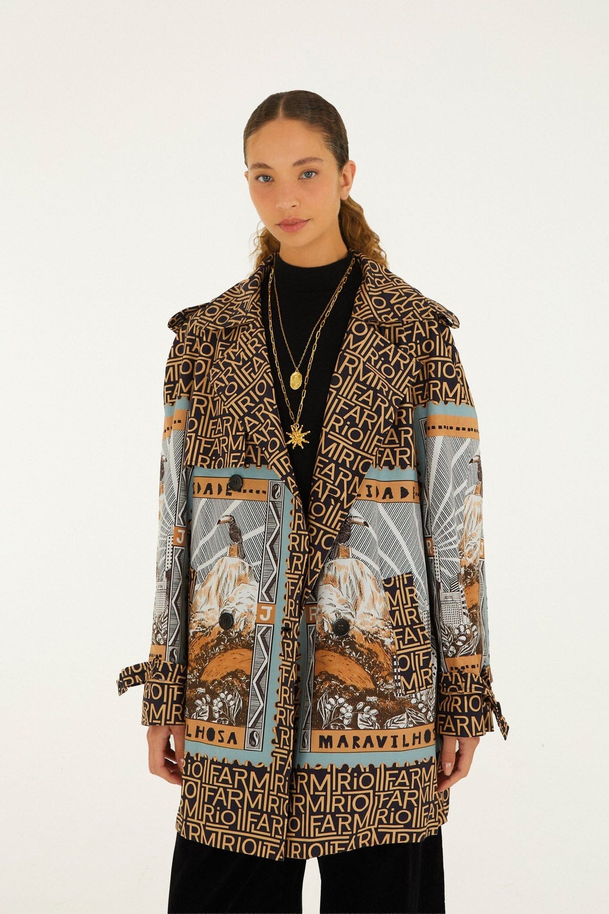 Plašč trench Mixed Carioca Coffee Scarves