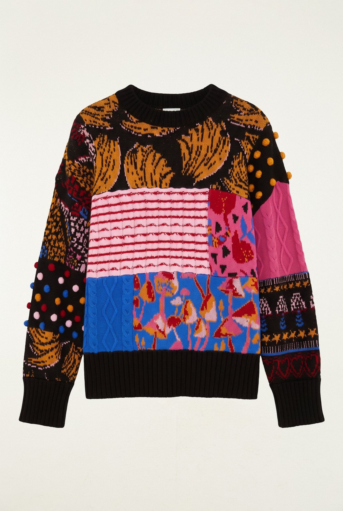 Maglione in maglia con palline patchwork miste