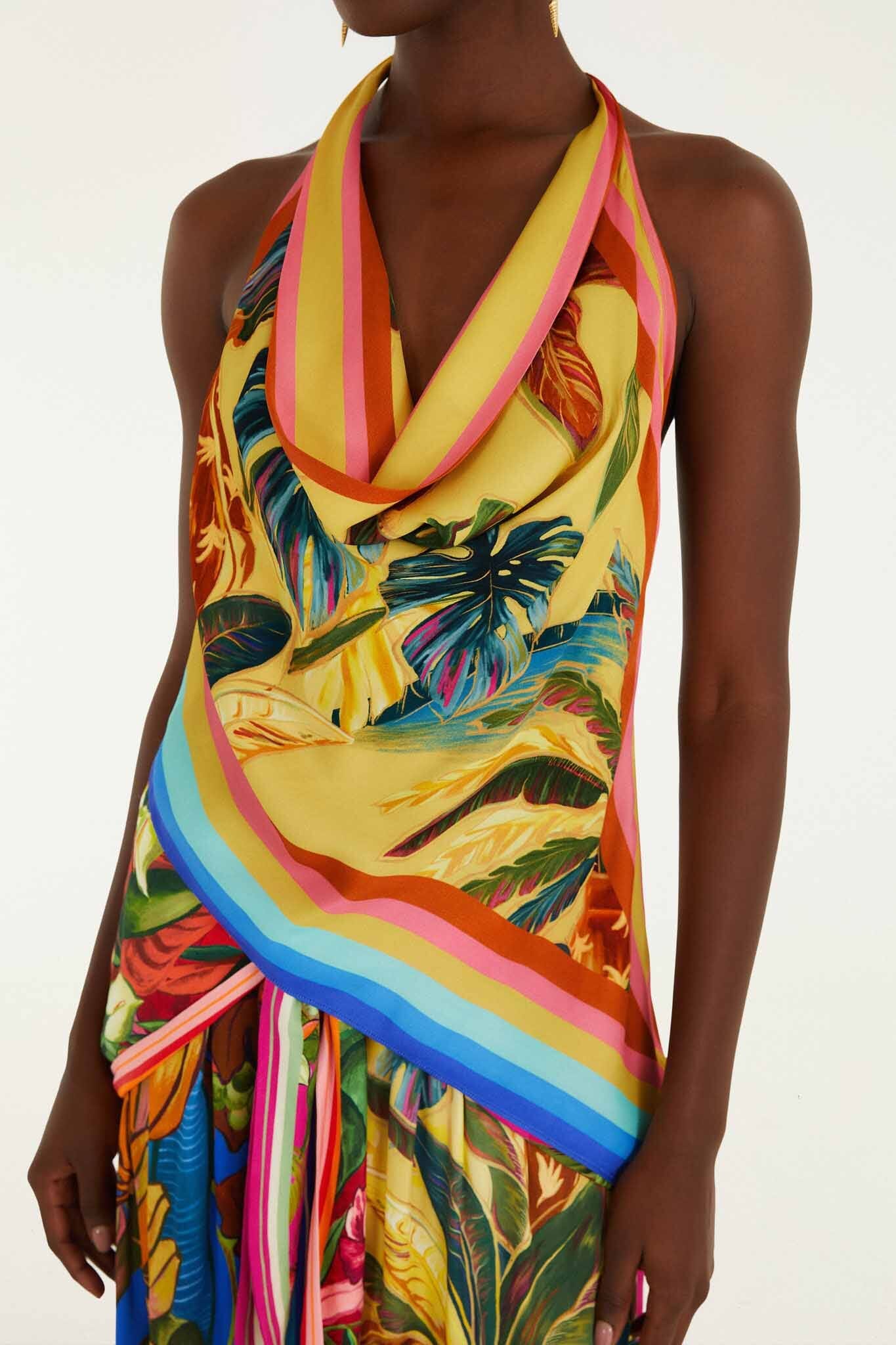 Multicolor Rainbow Summer Scarf Lenzing Ecovero Viscose Blouse