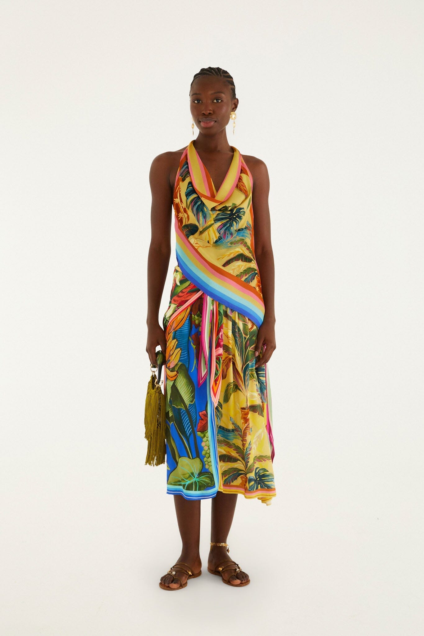 Multicolor Rainbow Summer Scarf Lenzing Ecovero Viscose Blouse