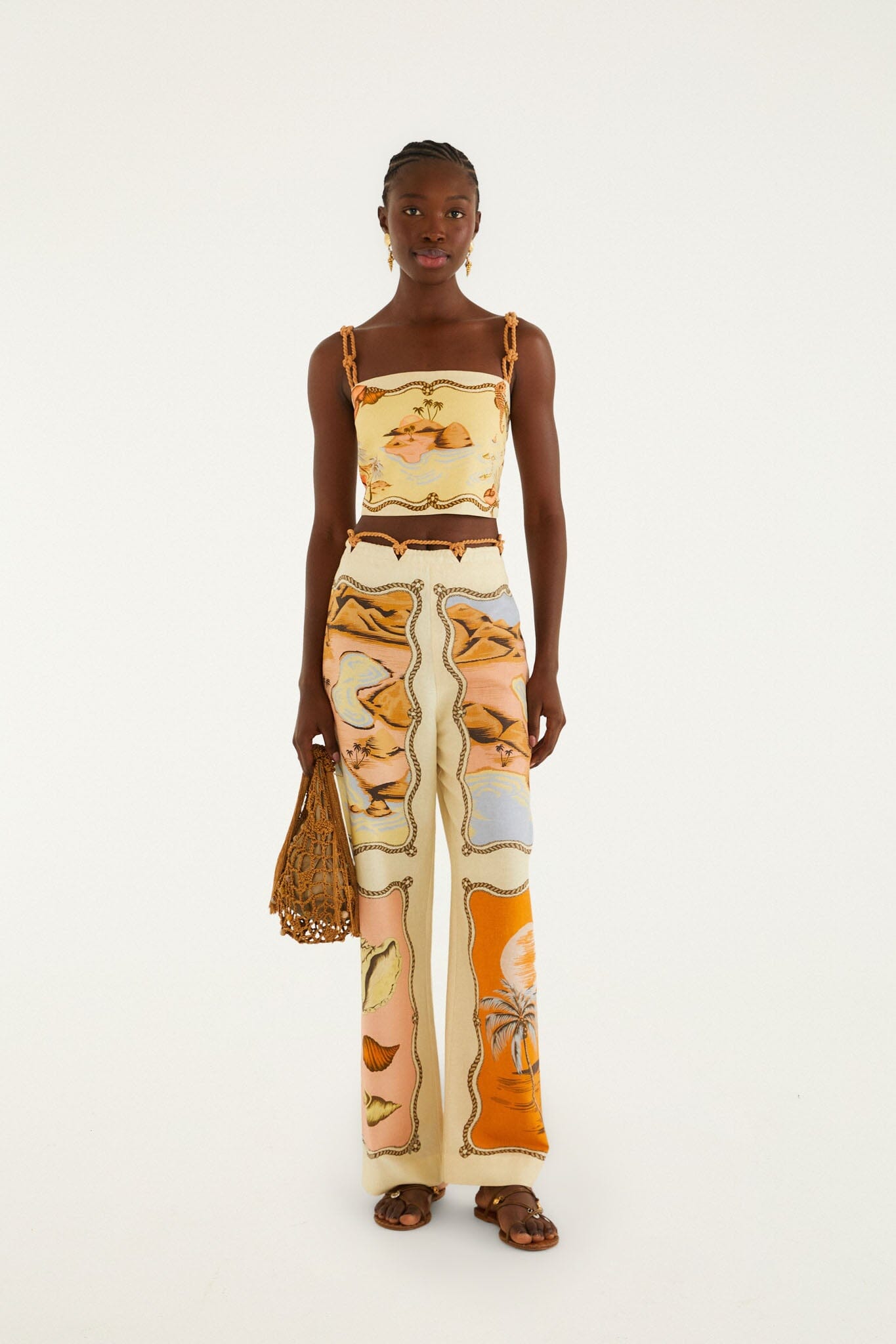 FARM Rio model wearing the Multicolor Rio Souvenir Scarves Rope Straps Crop Top