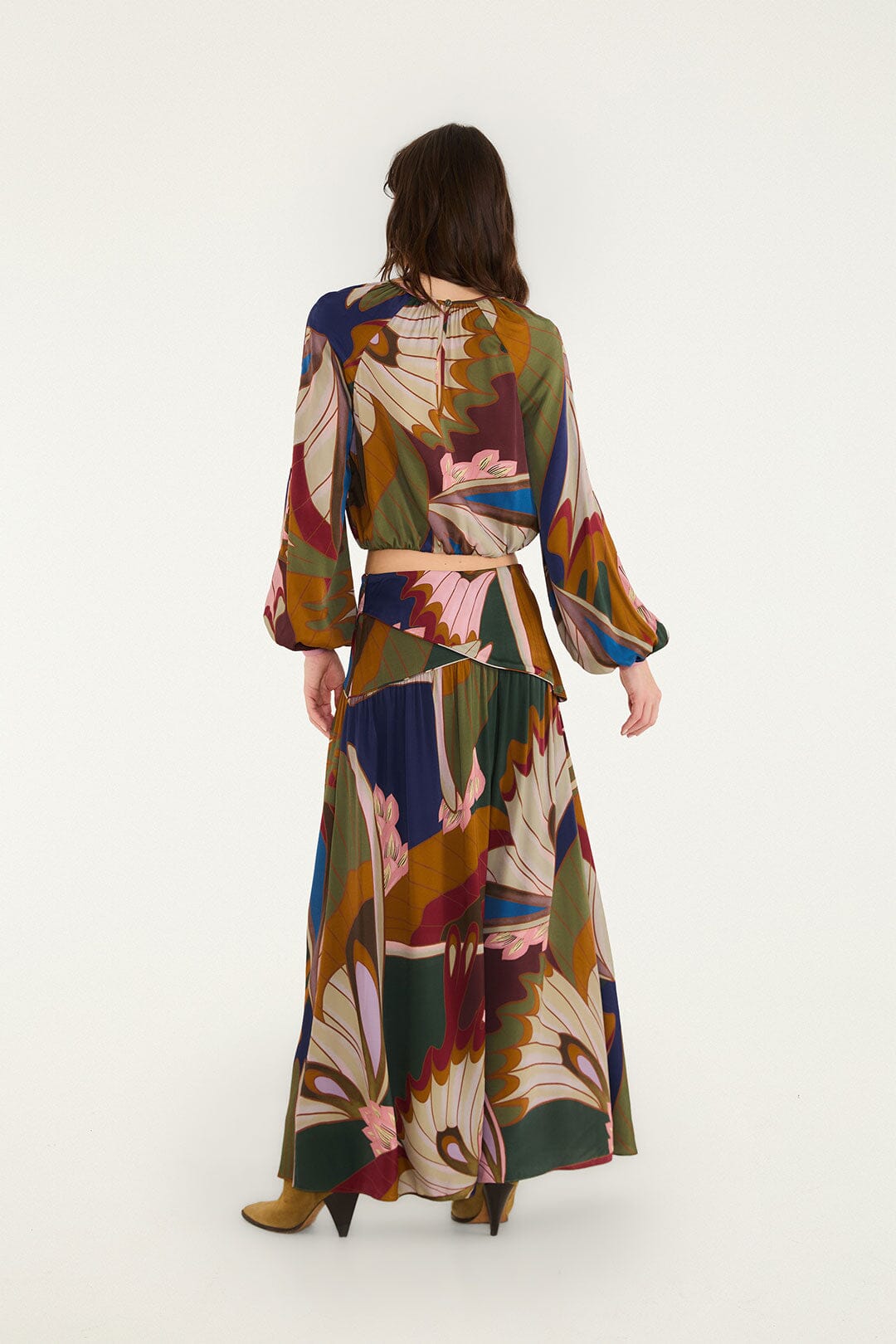 FARM Rio model wearing the Mystical Paradise Maxi Skirt