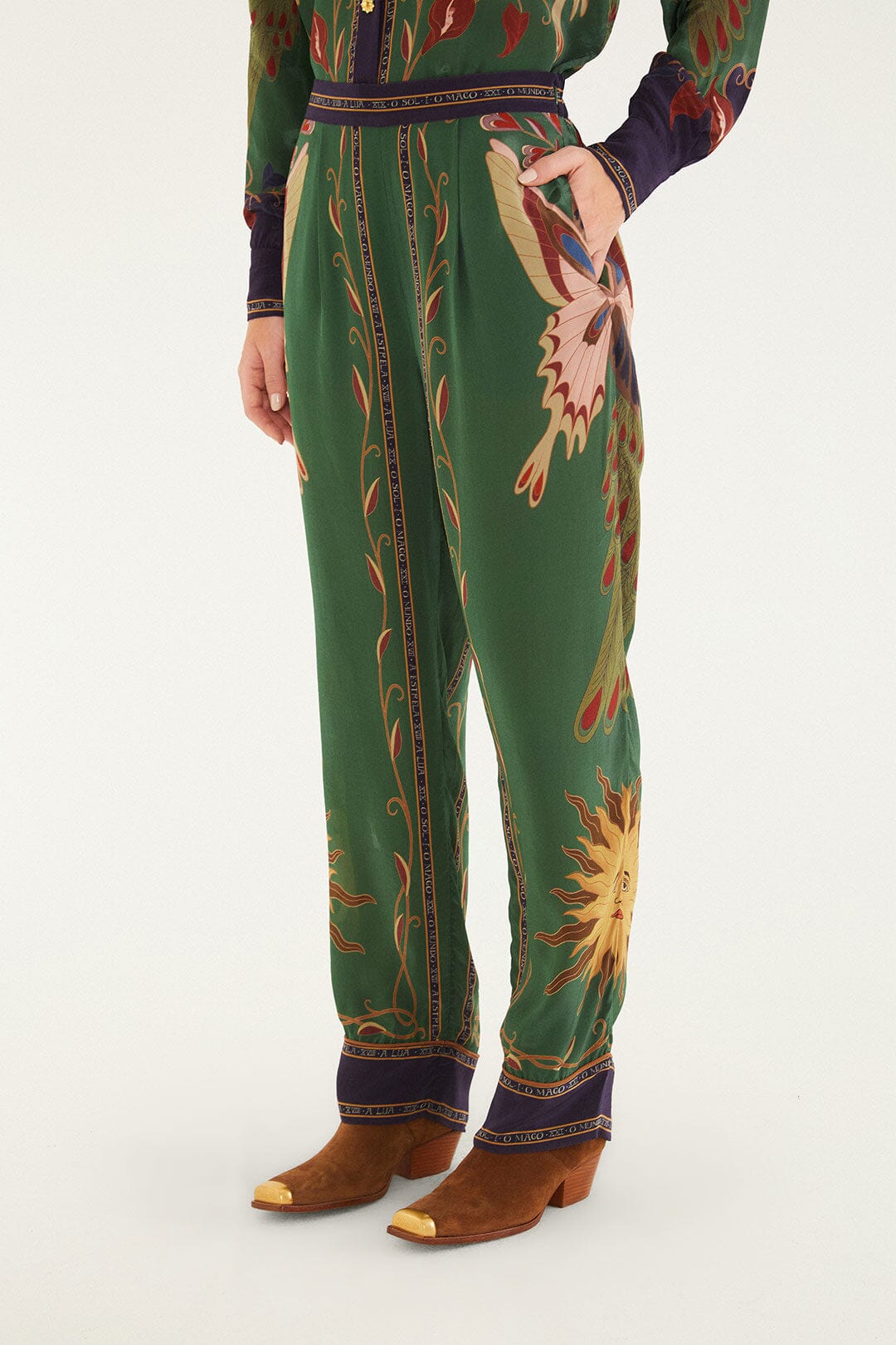FARM Rio model wearing the Mystical Paradise Pajama Pants