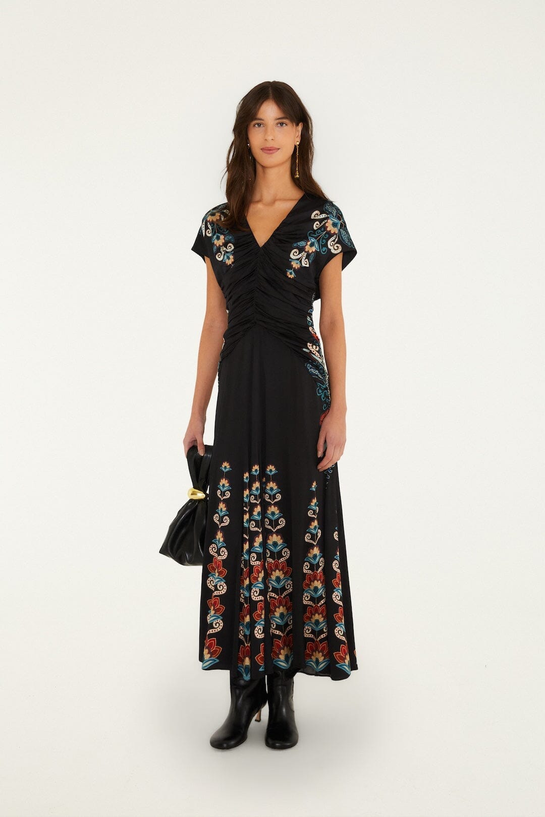 Nikita Winter Short Sleeve Ruched Maxi Dress