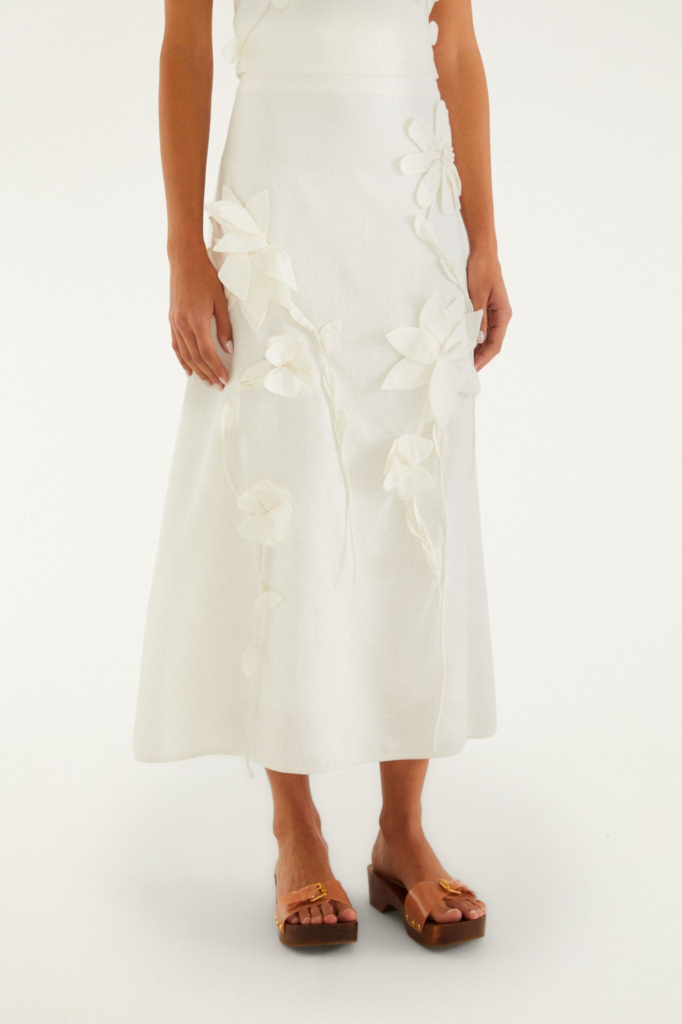 Off-White 3d Flowers Midi Skirt | FARM Rio