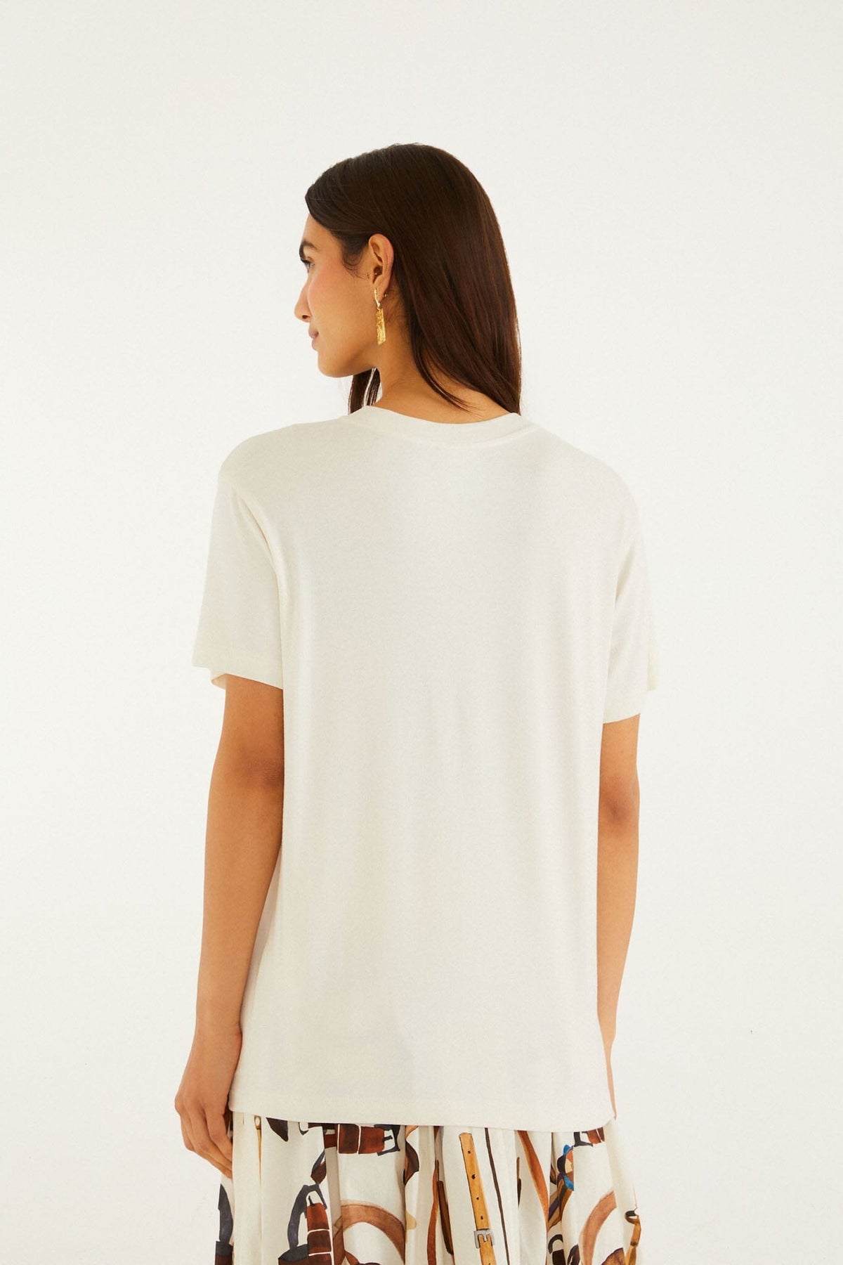 Camiseta de manga corta Equestrian en color blanco roto