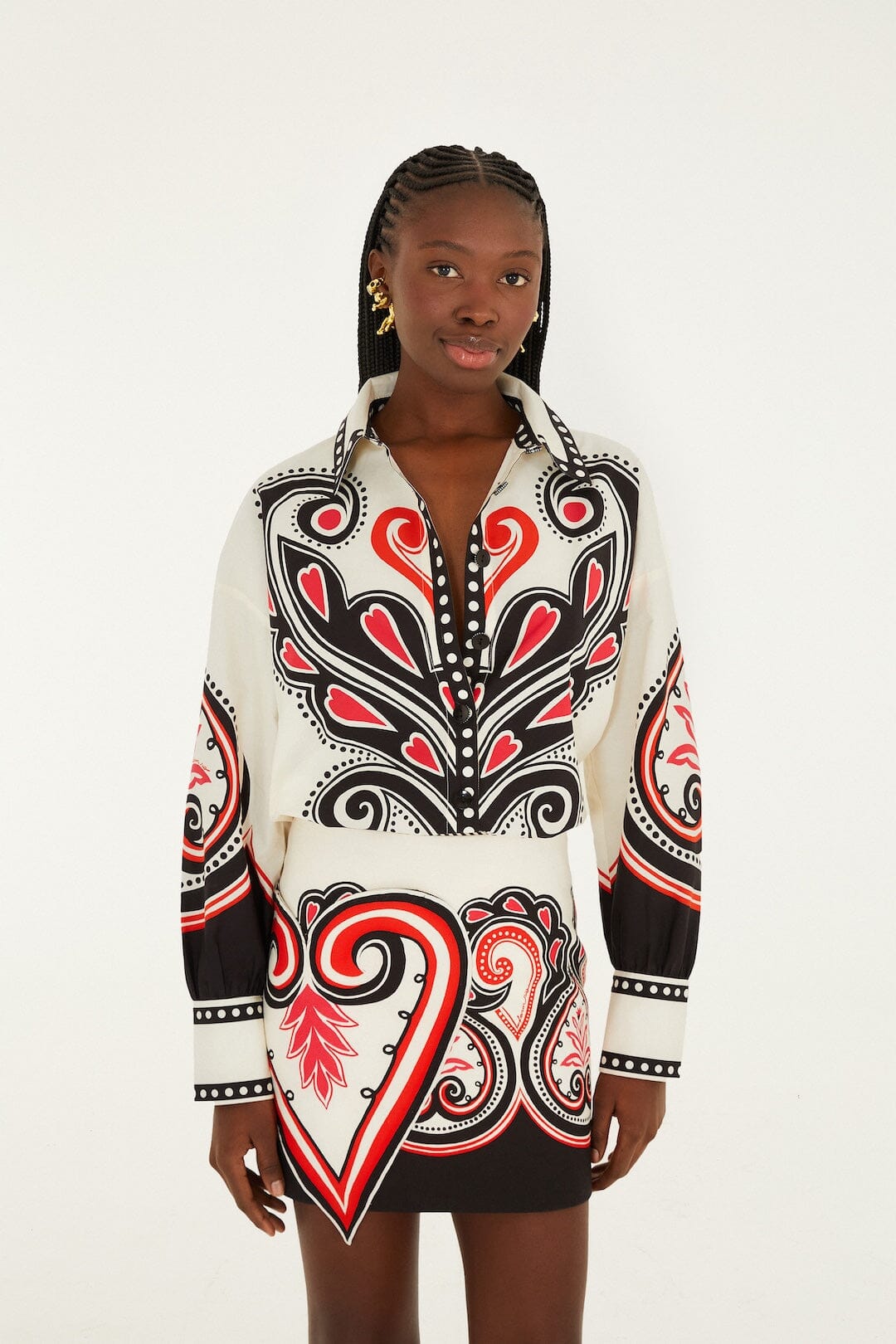 FARM Rio model wearing the Off-White Graphic Ainika Mini Skirt