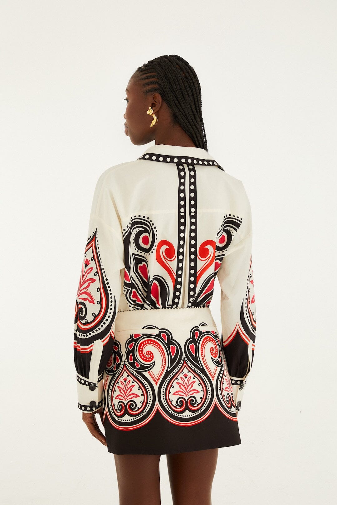 FARM Rio model wearing the Off-White Graphic Ainika Mini Skirt