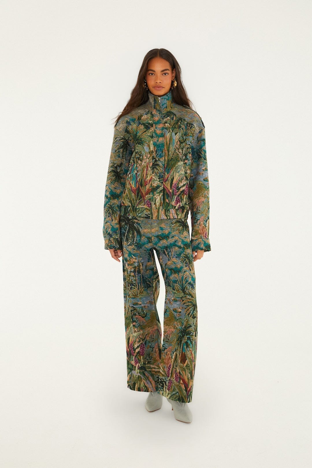 Veste jacquard Petricor à col montant