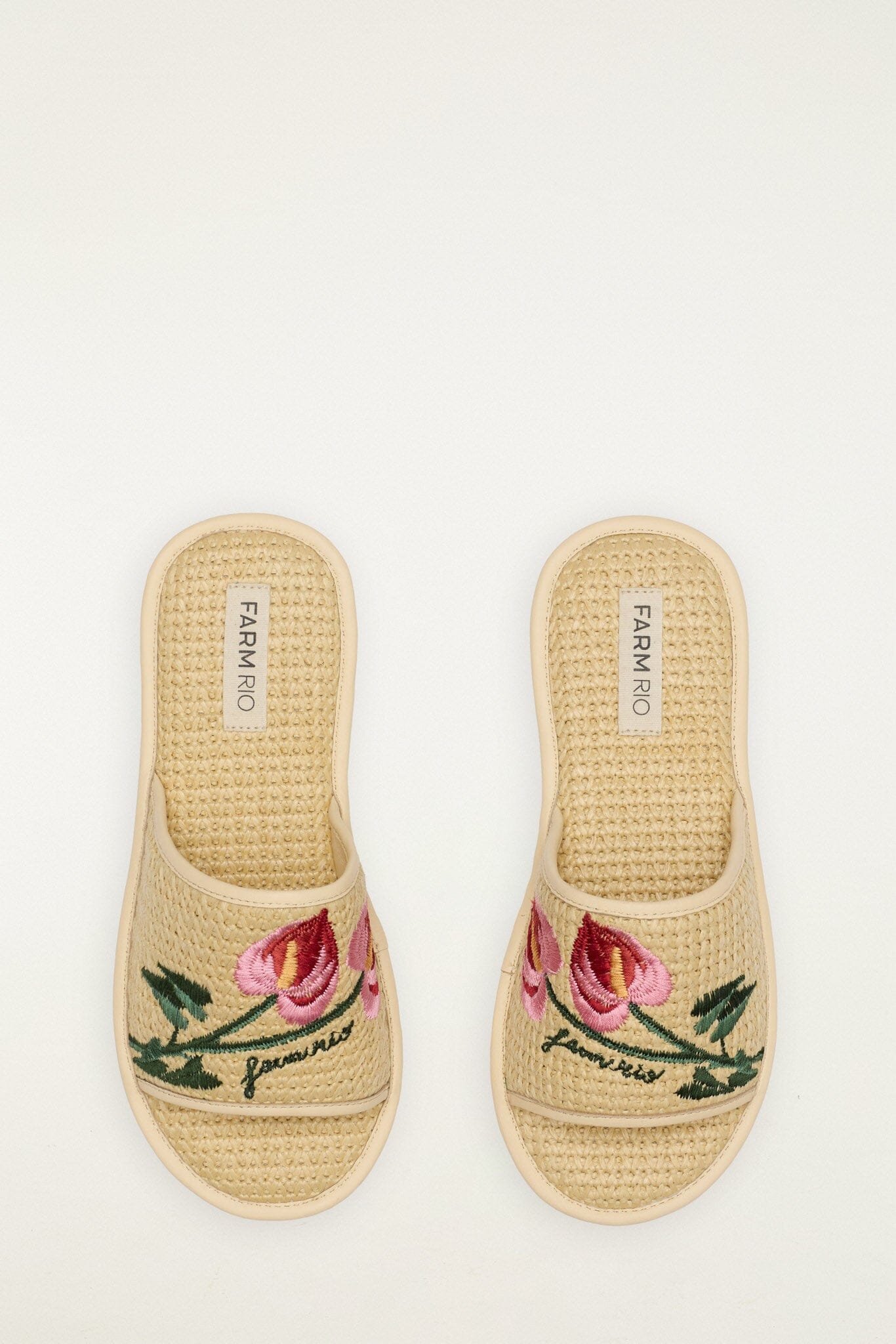 Raffia Farm Hotel Embroidered Slide Sandal | FARM Rio