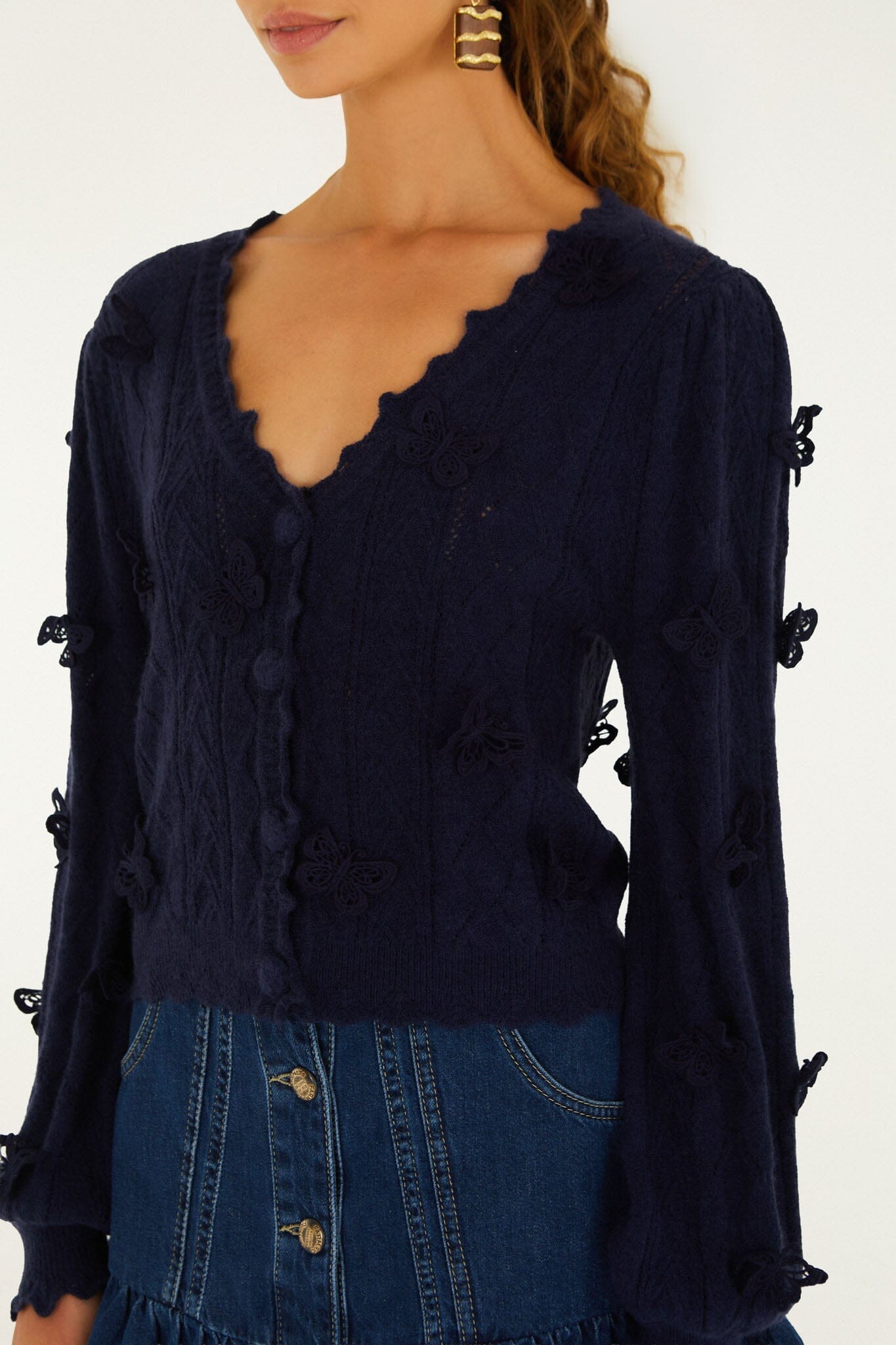 Richelieu 3D-Schmetterlings-Strickjacke