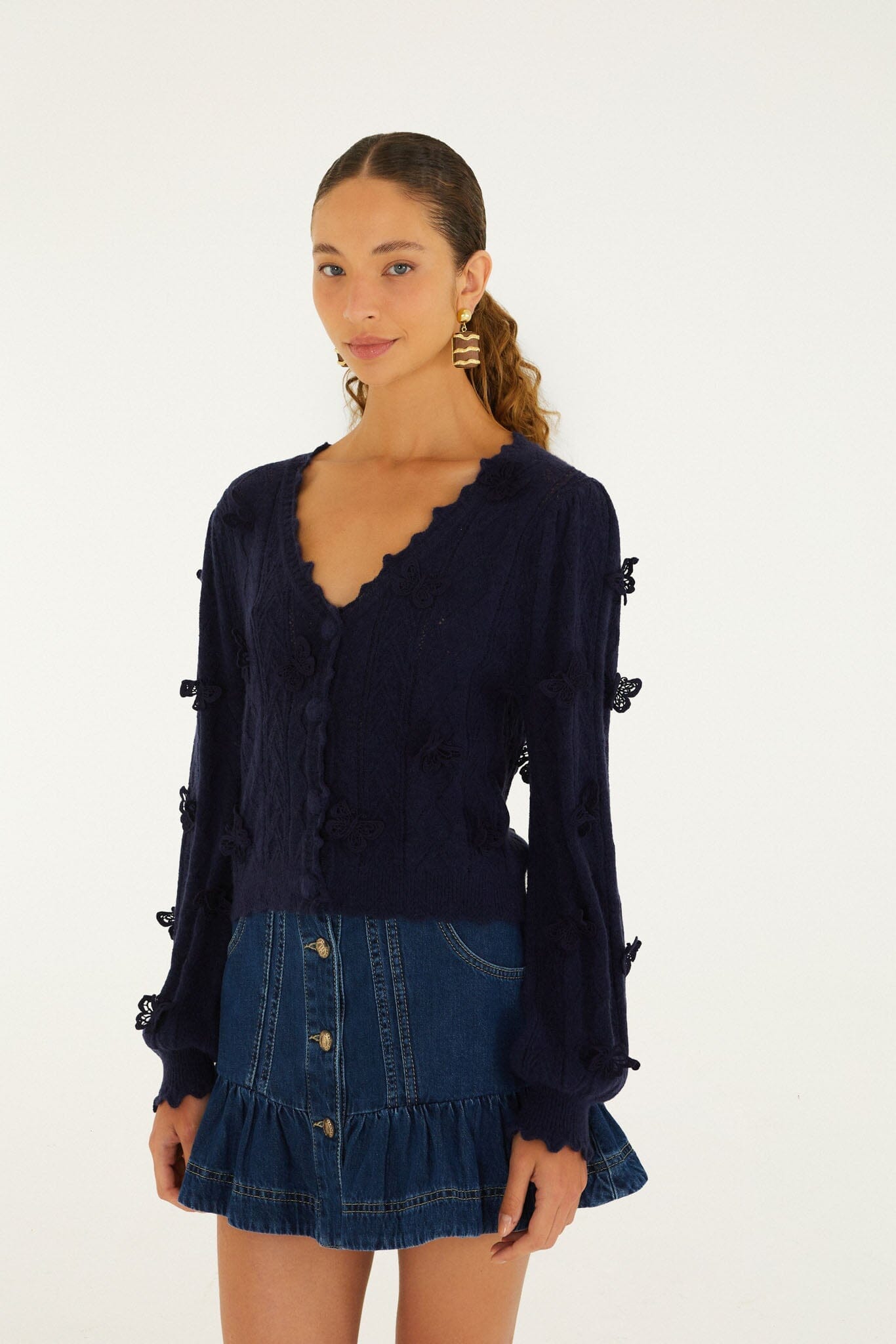 Richelieu 3D-Schmetterlings-Strickjacke