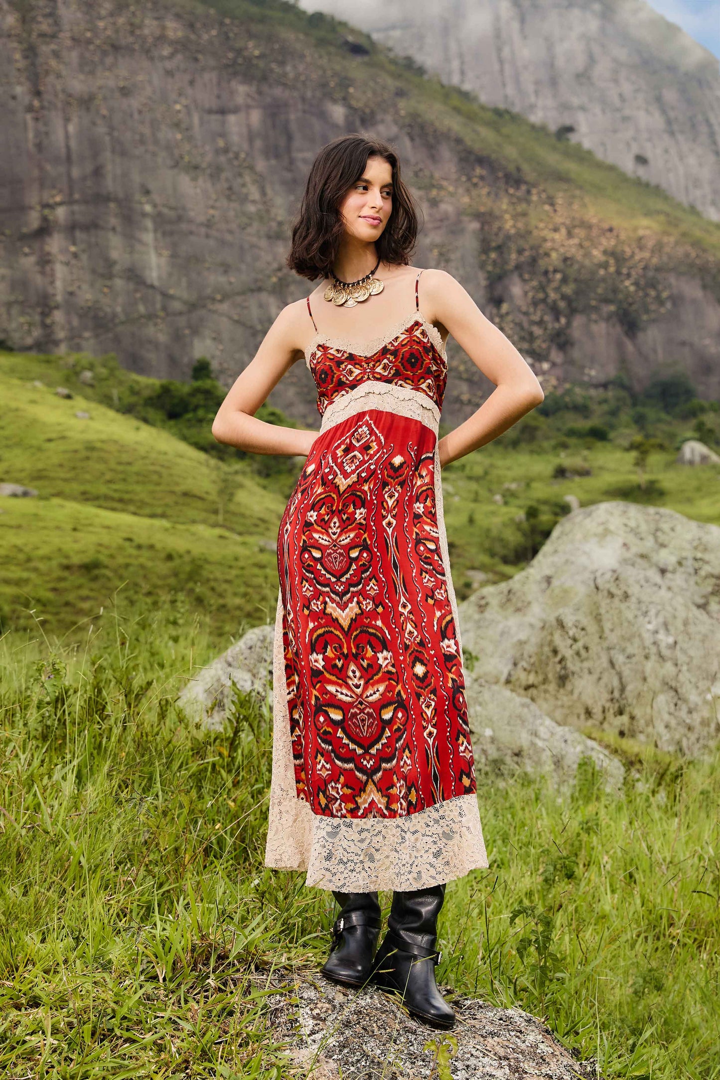knee length dresses for ladies Exclusive Ikat Cotton Midi Dresses in 100% Cotton main image 1