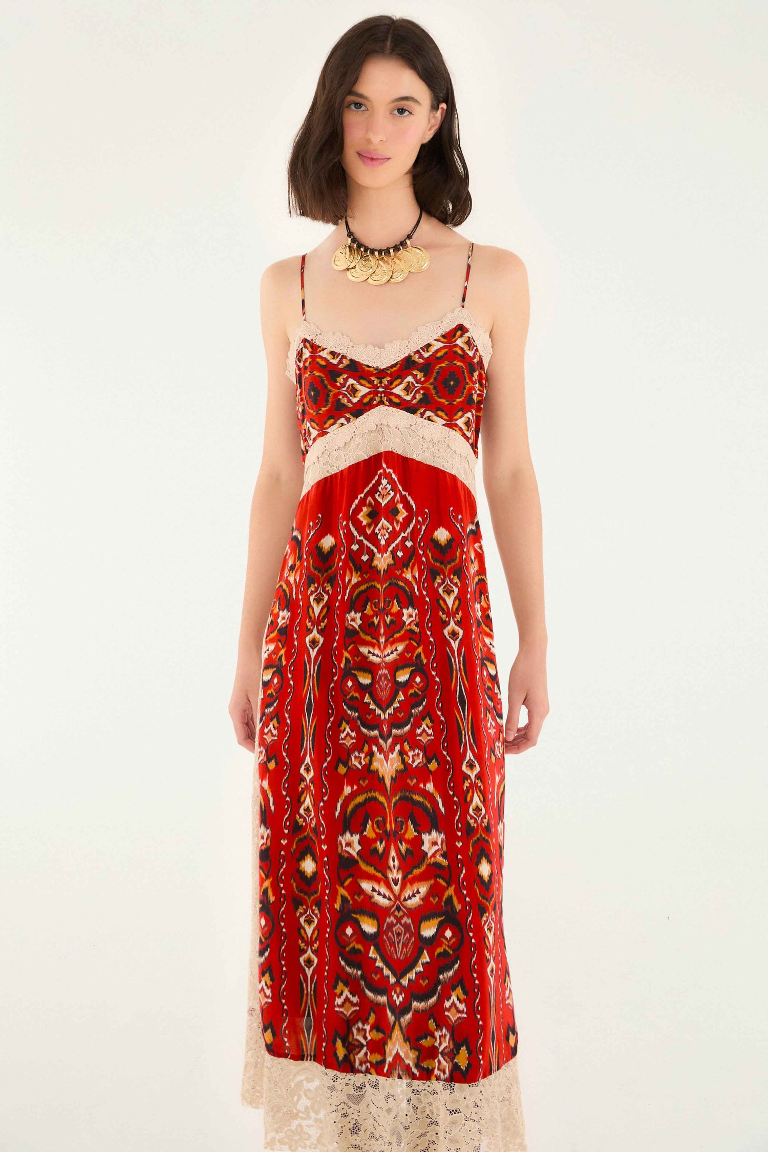 farm rio anika cotton printed midi dress Farm Rio Cornely Ainika Embroidered Heart Midi Dress - Cornely Ainika Black - 40% Off