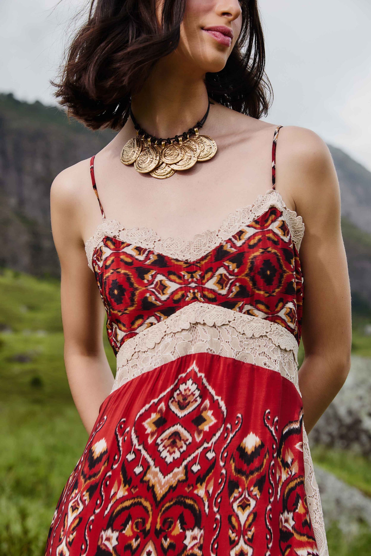 Sand Ainika Pineapple Ikat Midi Dress | FARM Rio Sand Ainika Pineapple Ikat Midi Dress | FARM Rio