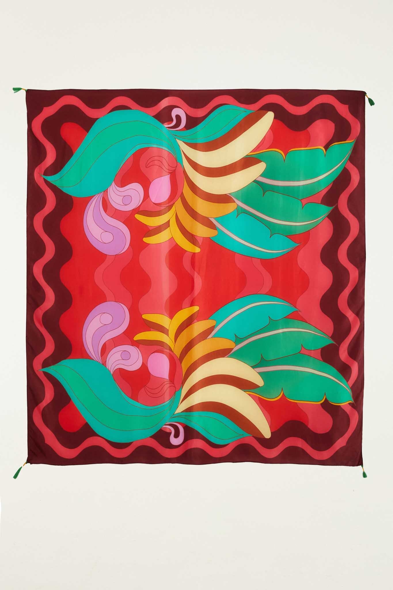 FARM Rio model wearing the Sarong With Tassel Trim In The Four Corners