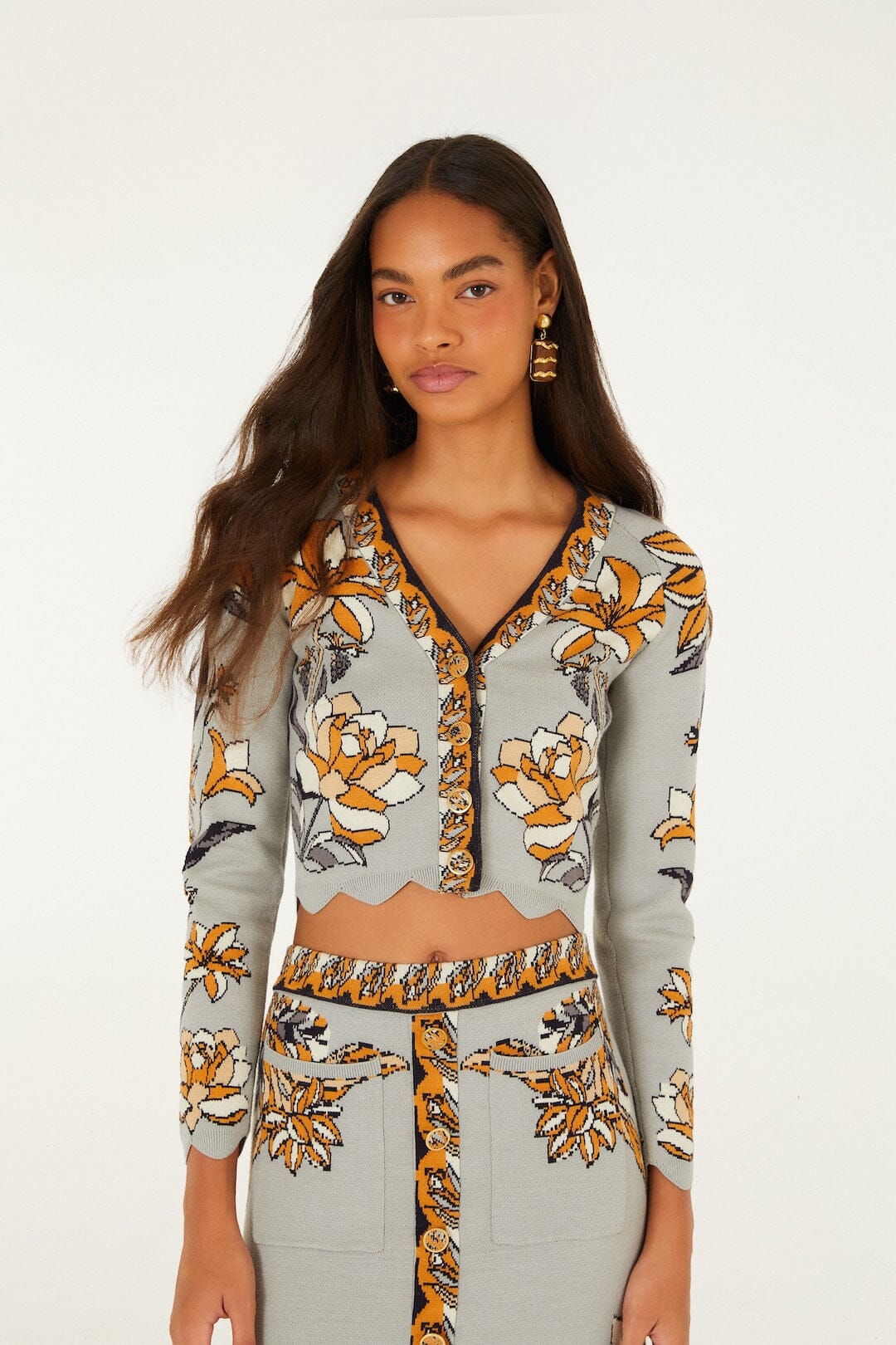 FARM Rio model wearing the Stained Glass Beauty Knit Top