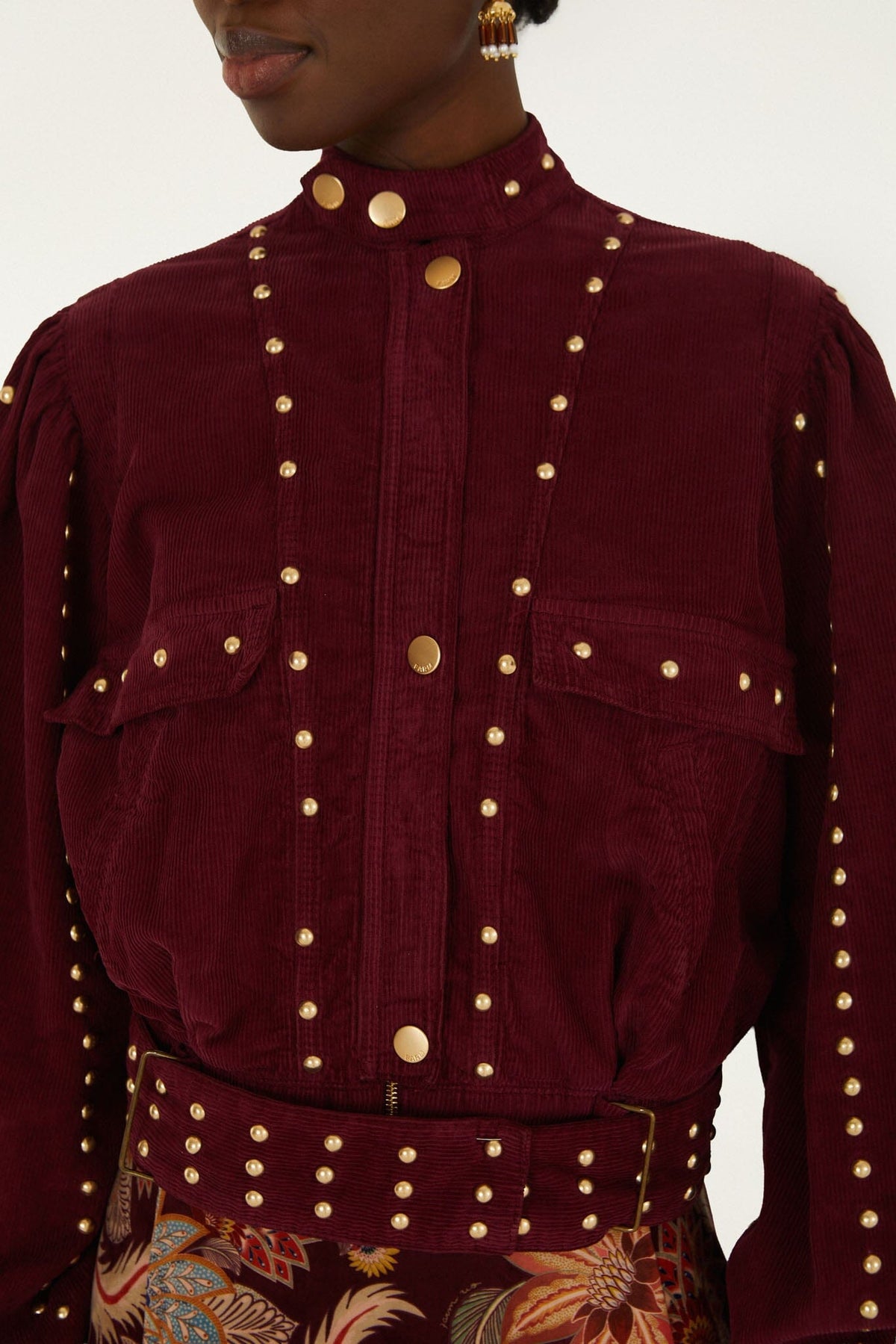FARM Rio model wearing the Studded Corduroy Velvet Jacket