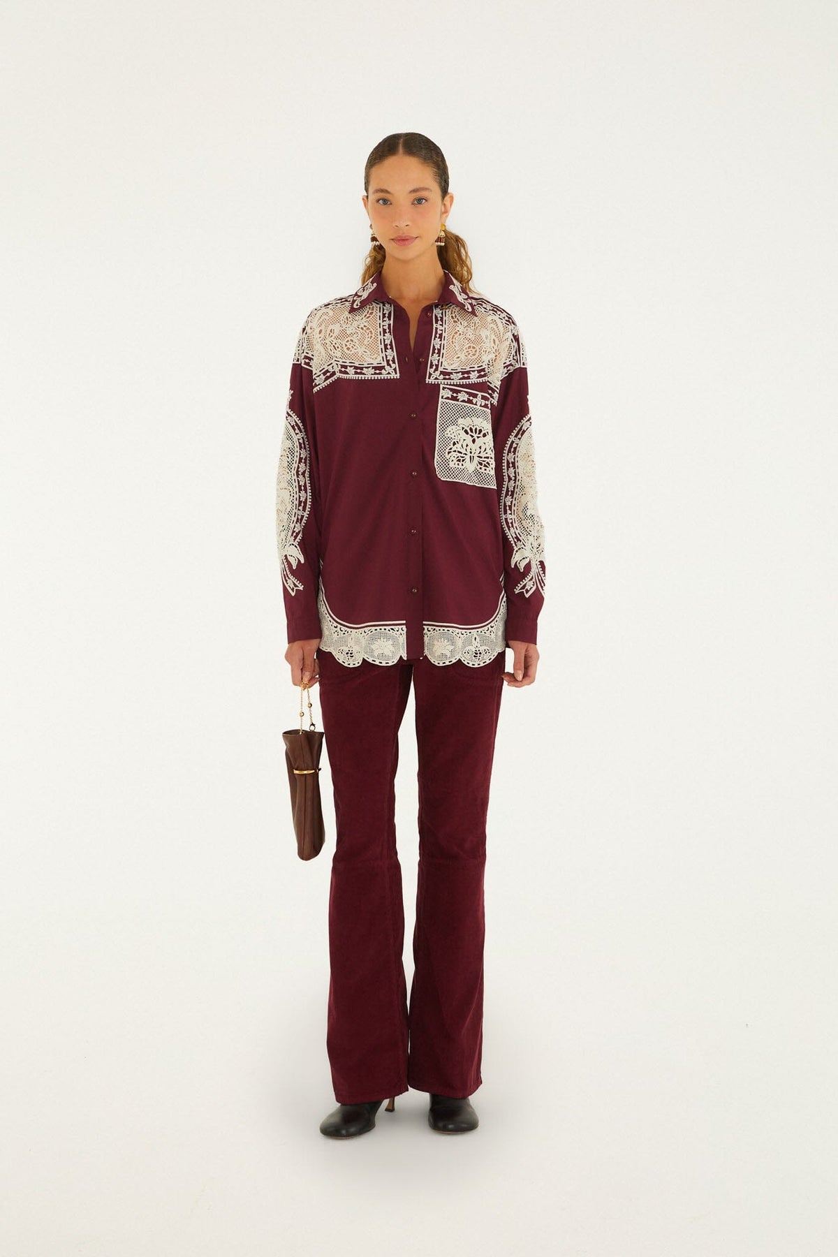 FARM Rio model wearing the Studded Corduroy Velvet Trousers