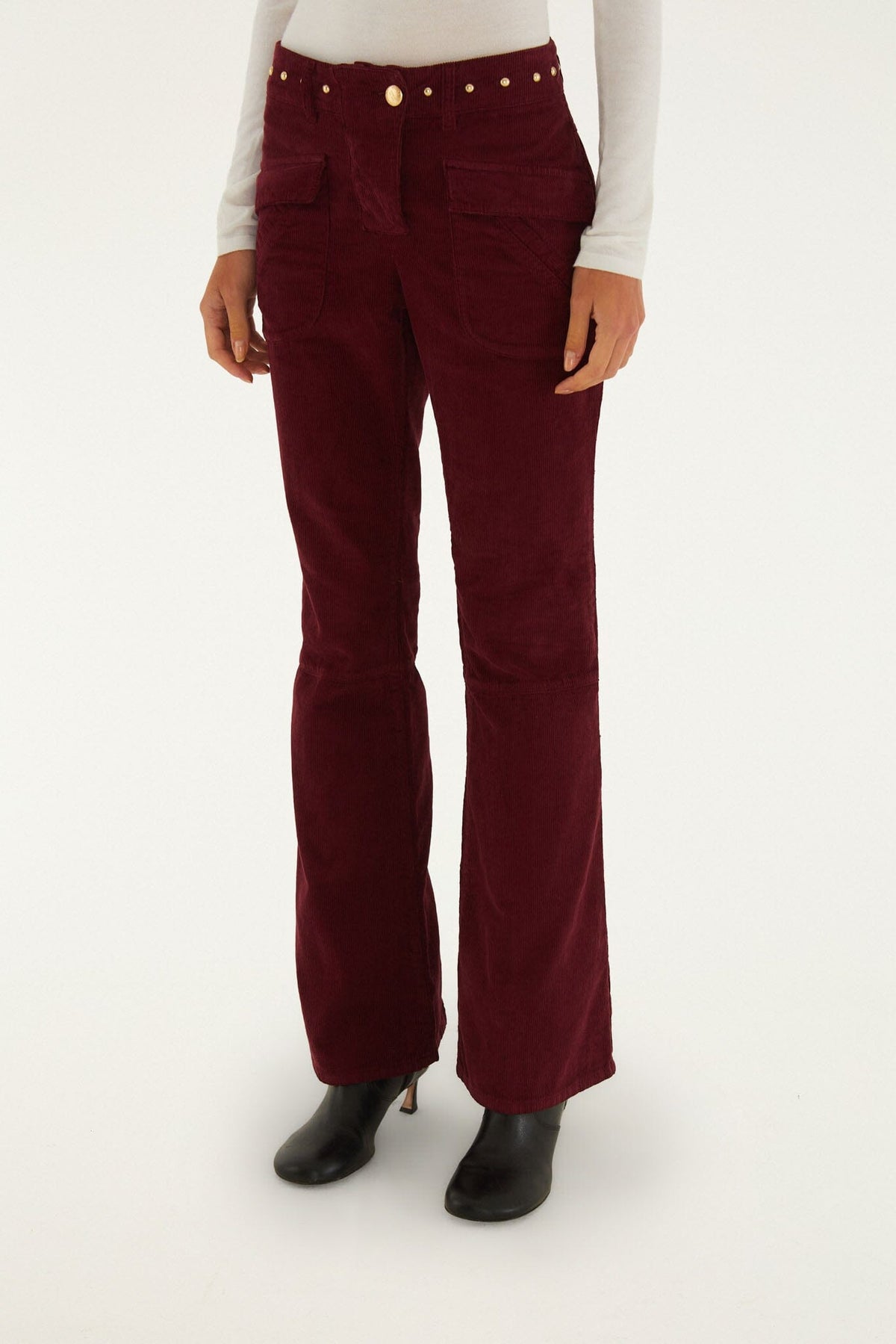 FARM Rio model wearing the Studded Corduroy Velvet Trousers