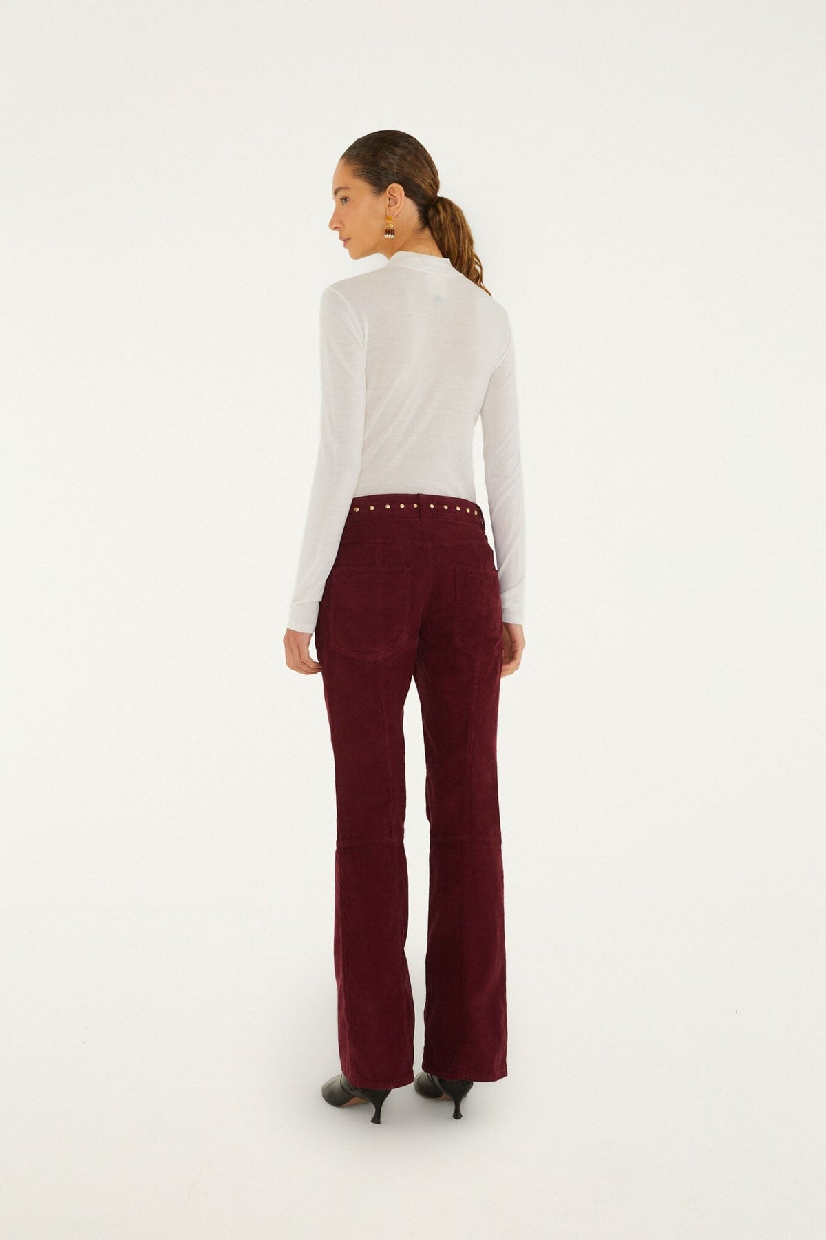 FARM Rio model wearing the Studded Corduroy Velvet Trousers
