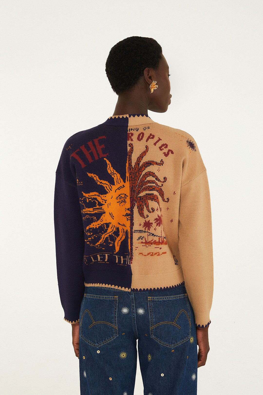 FARM Rio model wearing the Sun Knit Cardigan