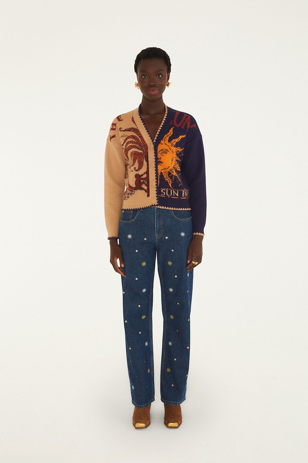 FARM Rio model wearing the Sun Knit Cardigan